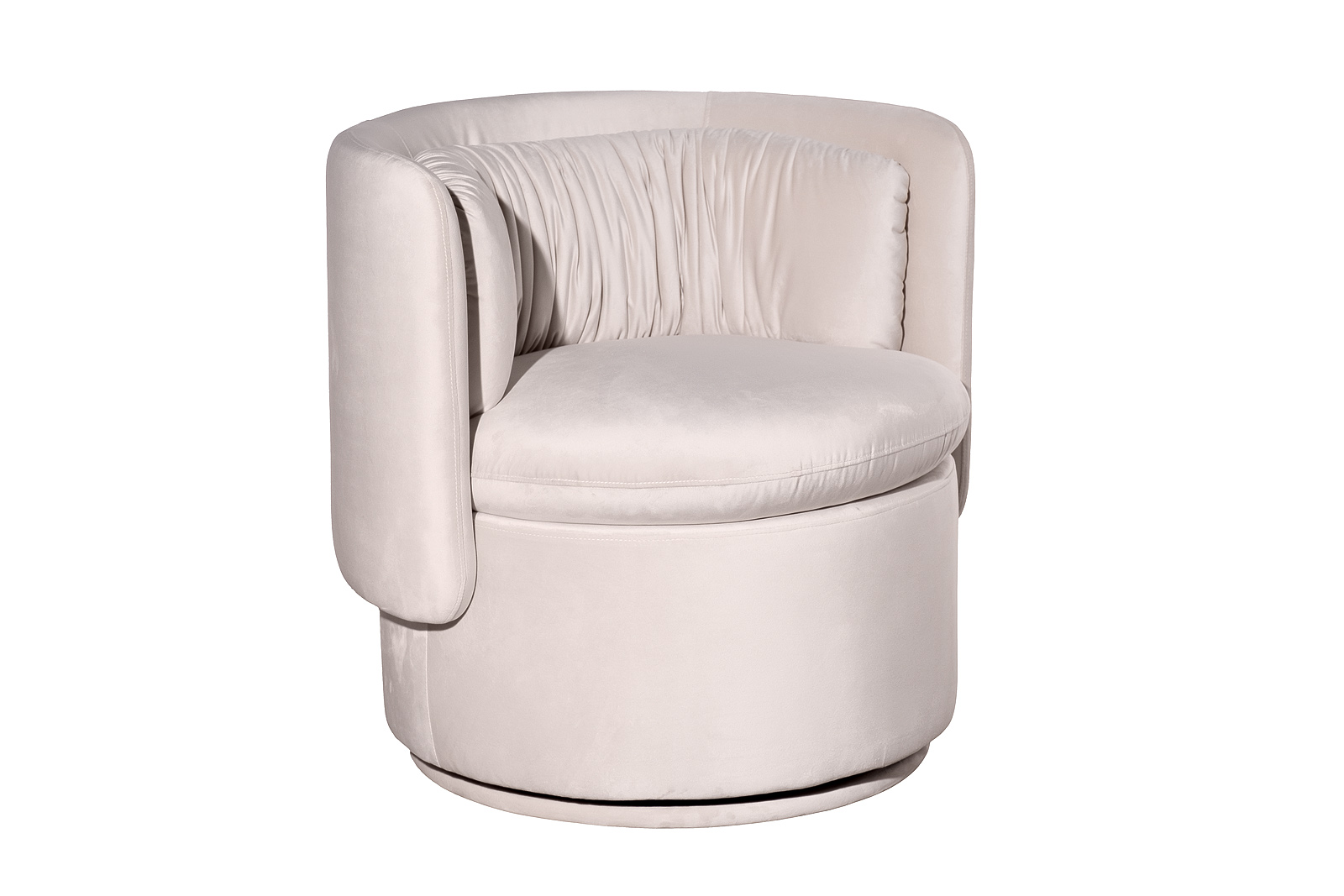 Кресло поворотное велюровое кремовое 2