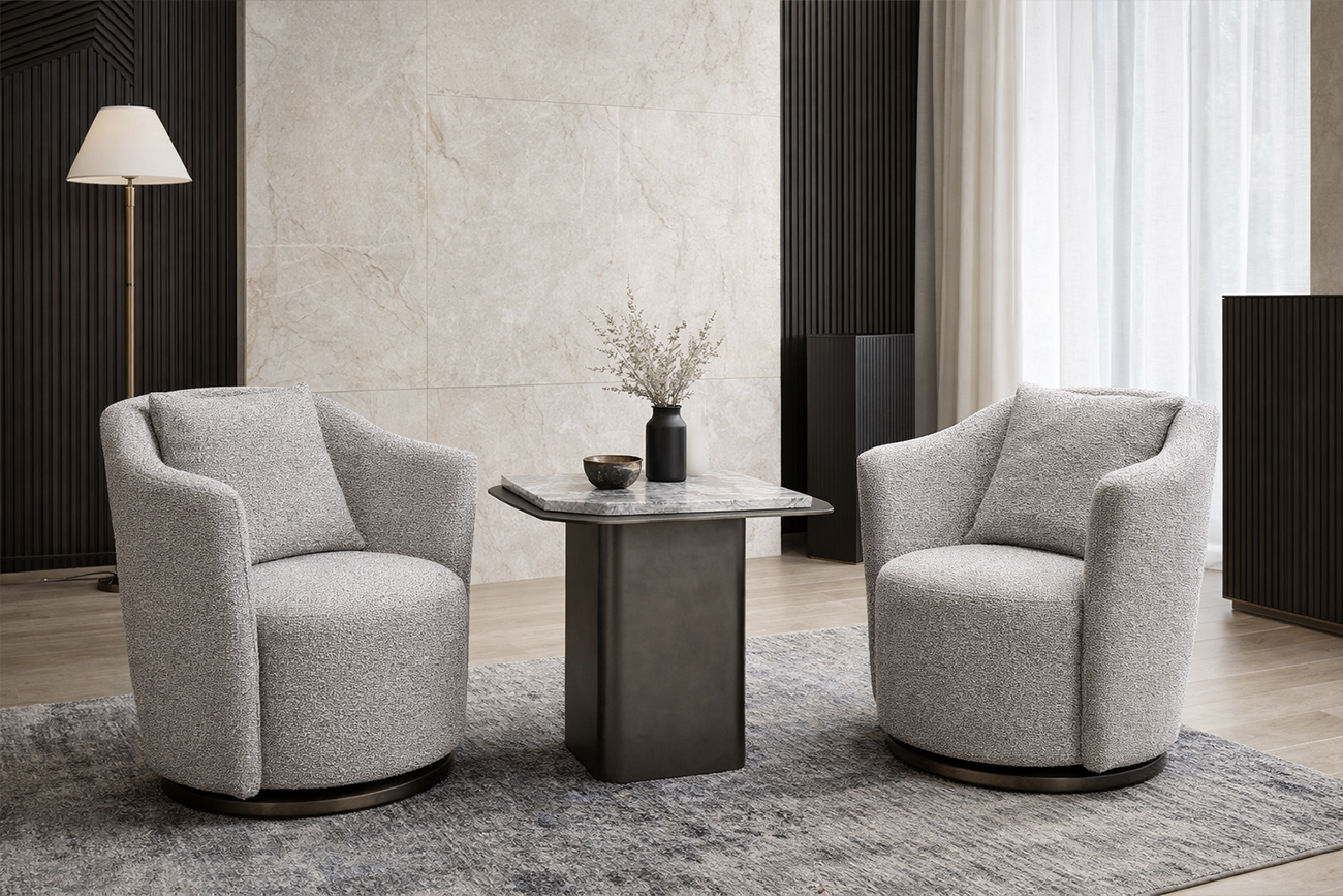 Кресло Verona вращающееся букле серое 9