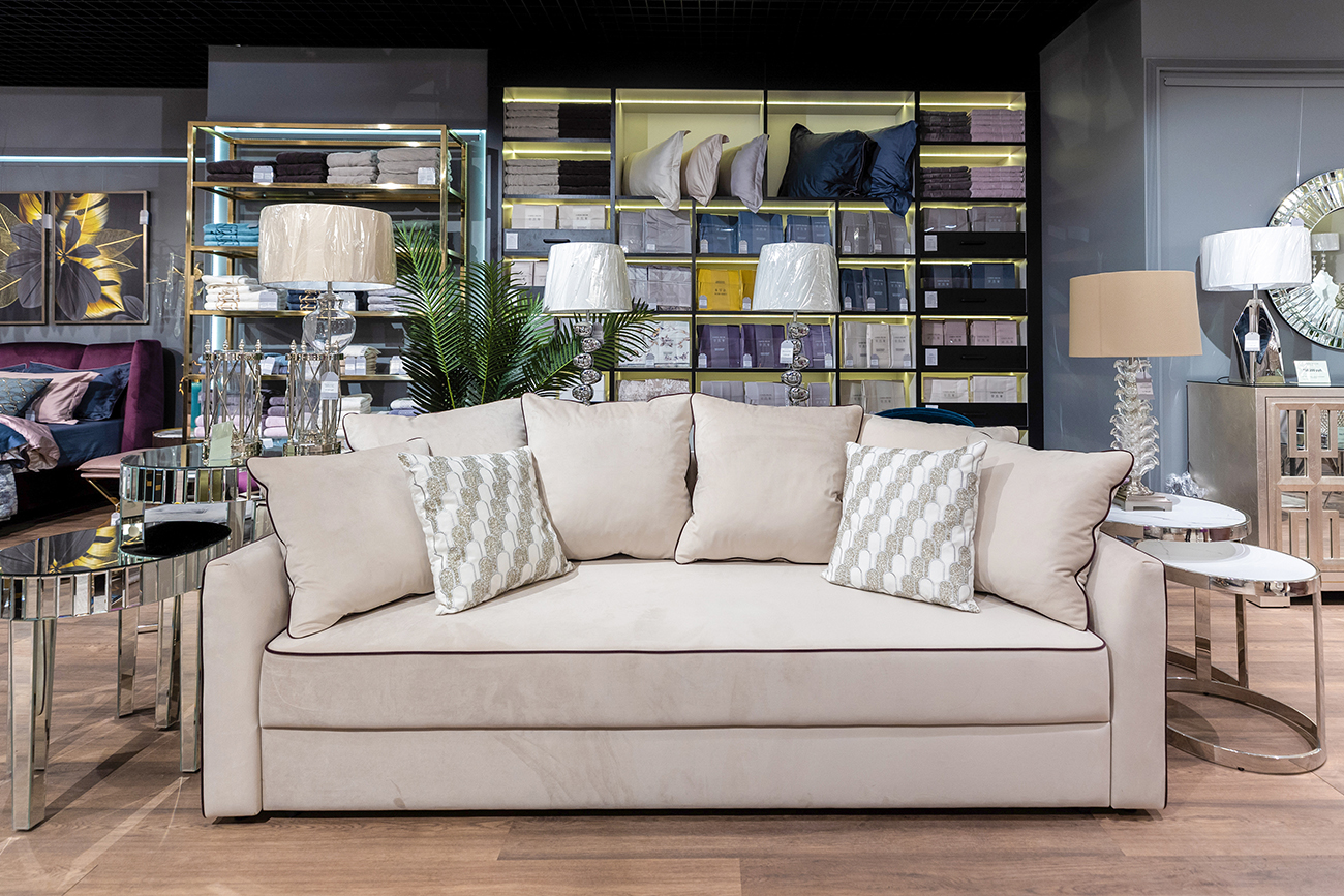 Диван Морес(Mores) трехместный раскладной бежевый с кантом 9