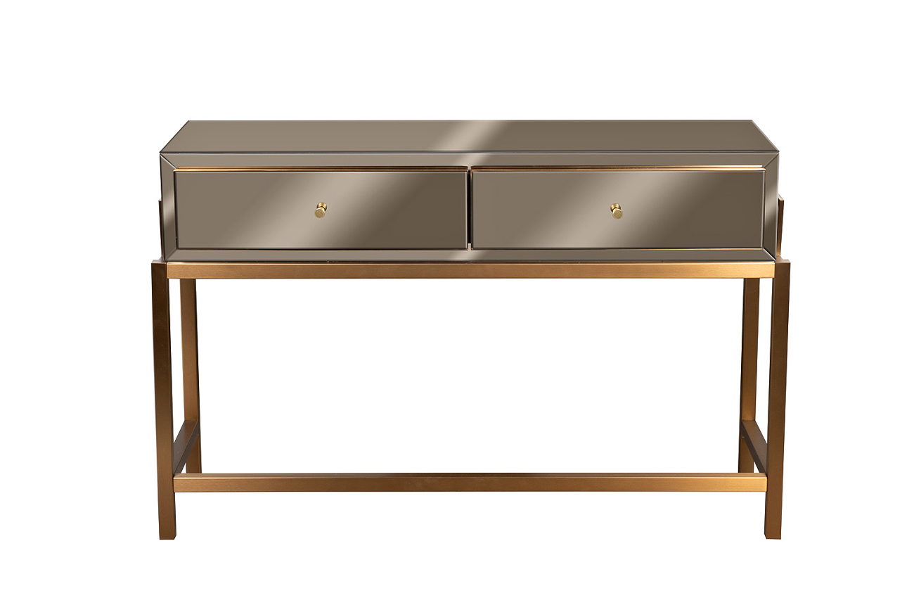 Консоль с 2мя ящиками зеркальная бронза/золото 1