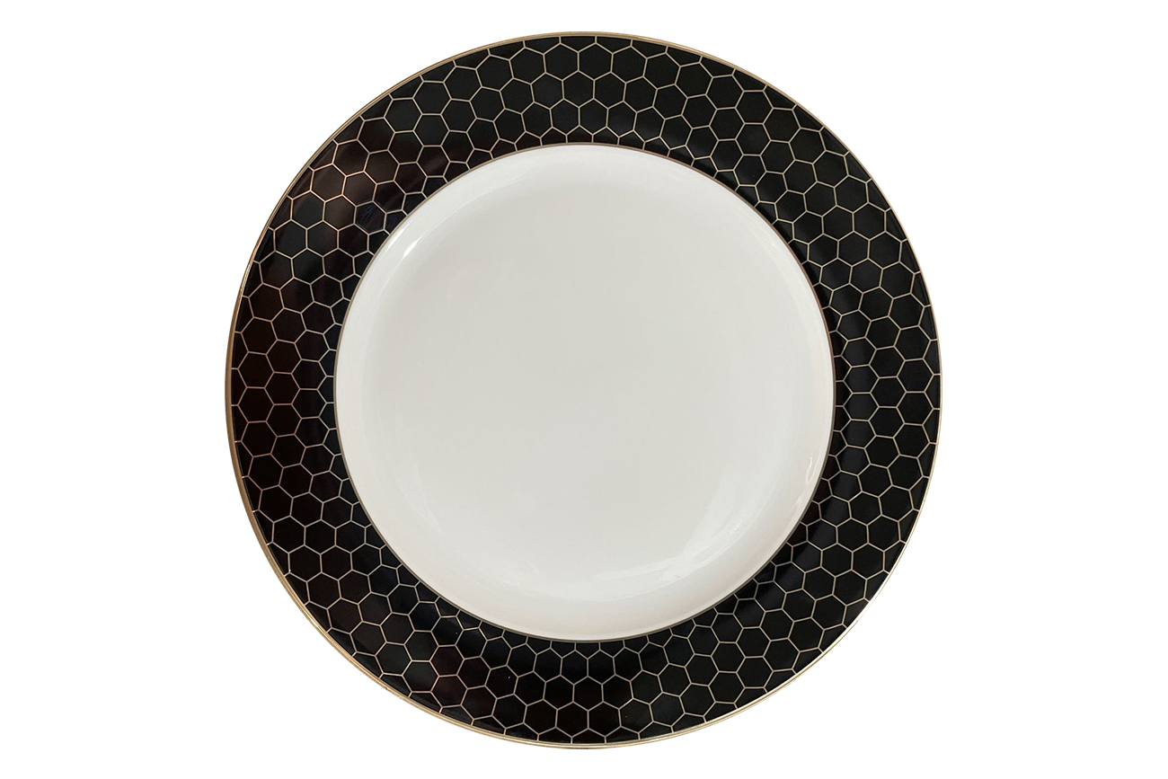Тарелка обеденная «Honeycomb» черно-золотая деколь 26 см 1