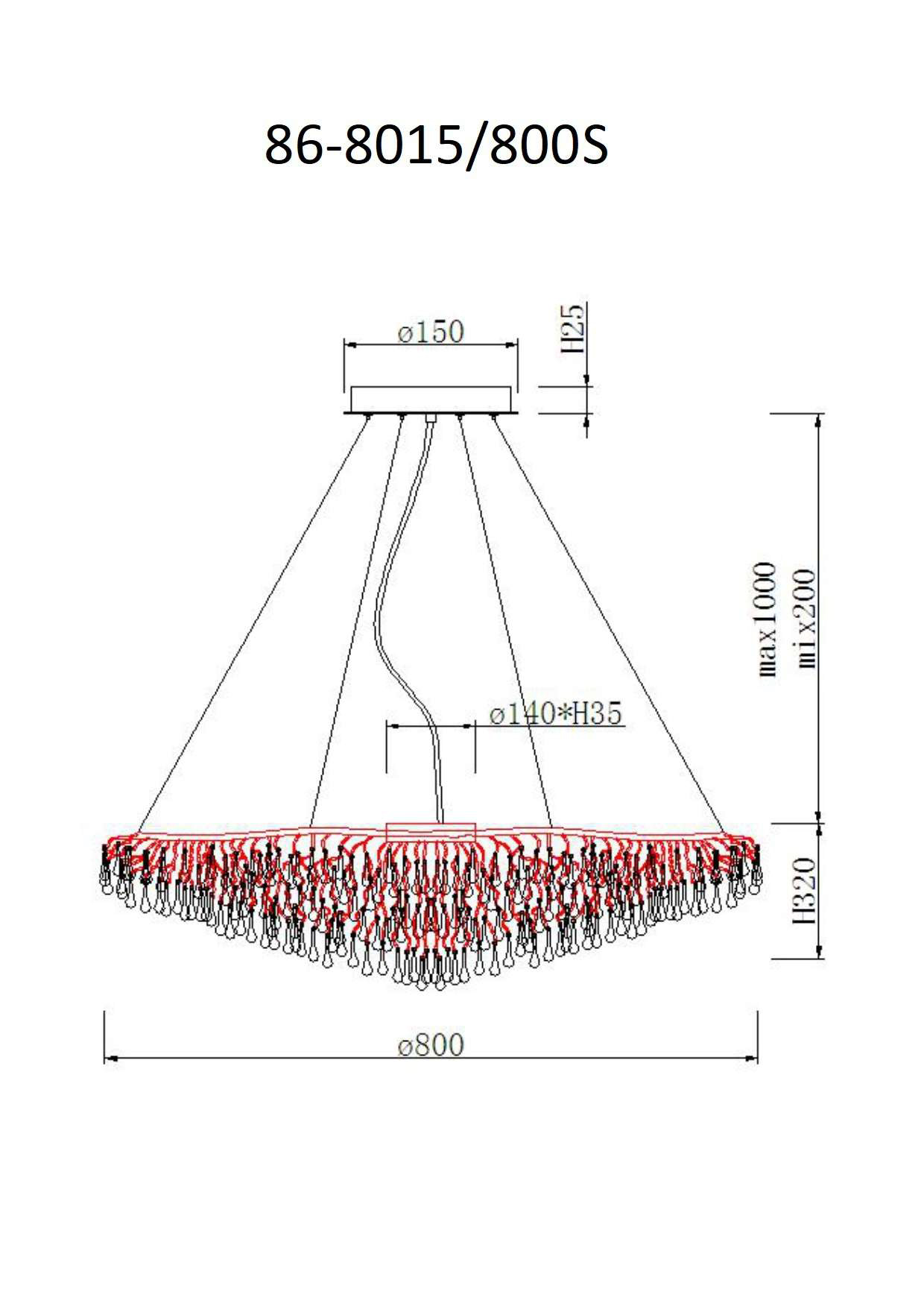 Люстра подвесная «Капли» круглая (хром) 2