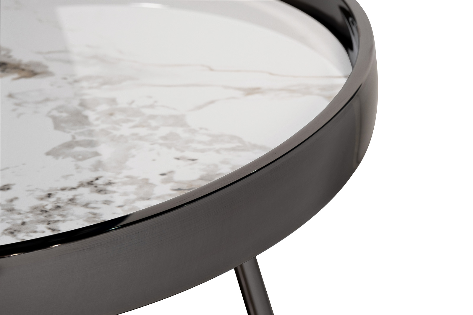 Столик журнальный белый керамогранит/черный хром 4