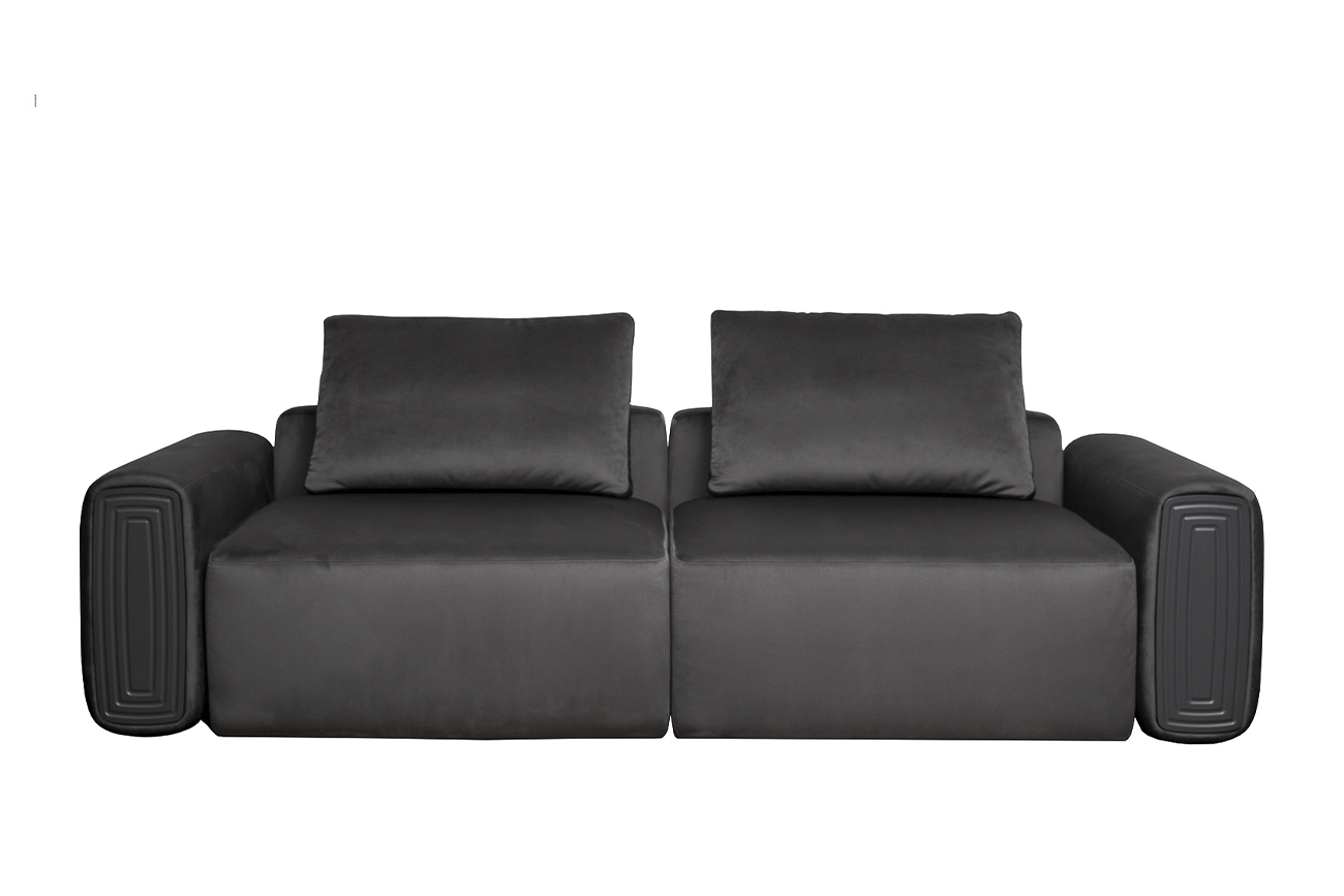 Диван Турин(Turin) трехместный раскладной велюровый темно-серый 1