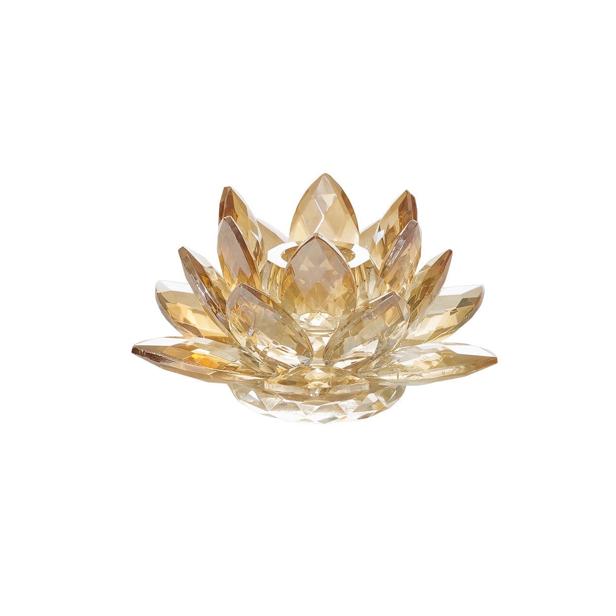 Подсвечник хрустальный «Лотос» золотистый 1