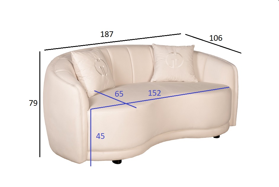 Диван двухместный велюровый бежевый 5