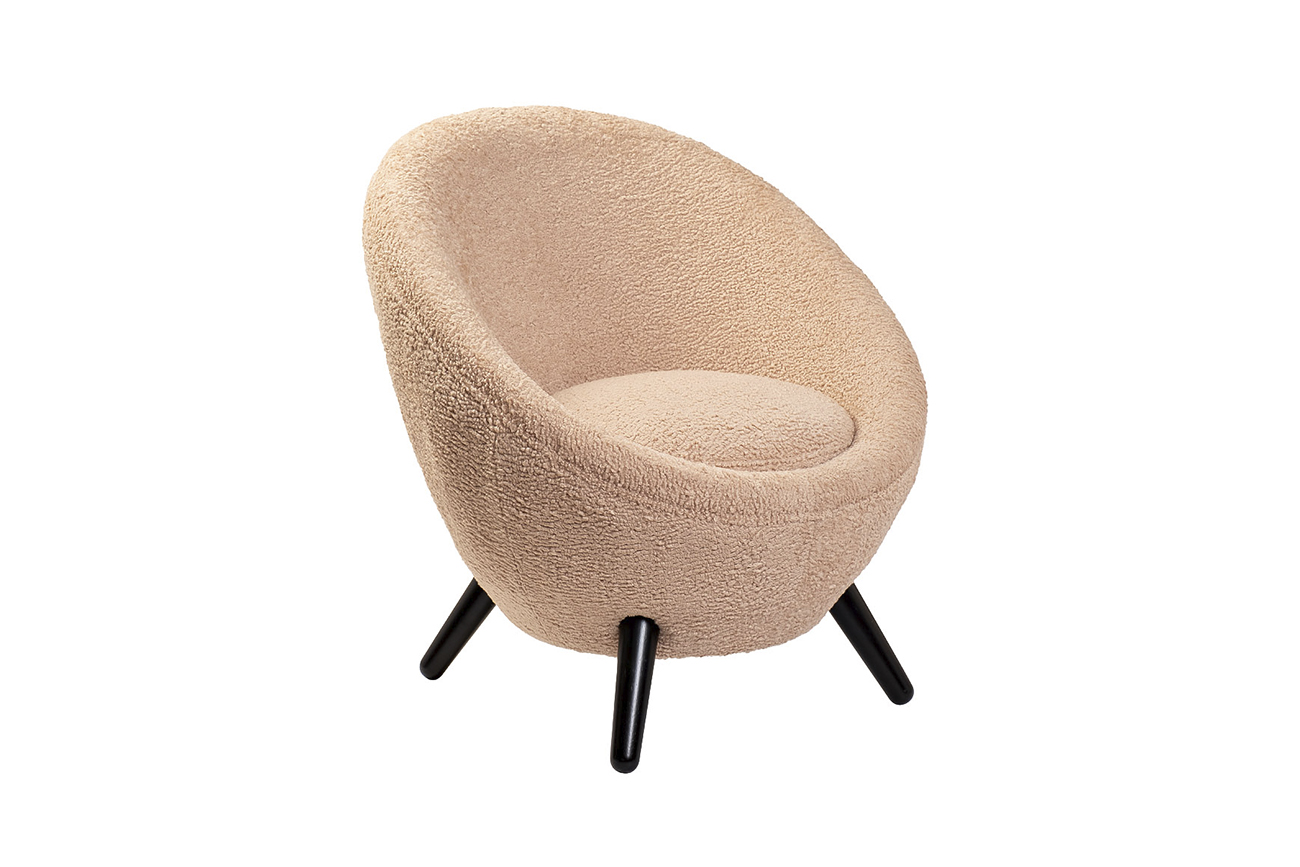 Кресло розовое искусственный каракуль 2