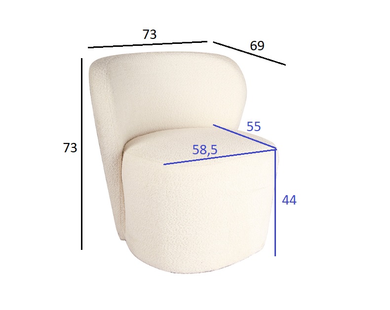 Кресло букле белое 4