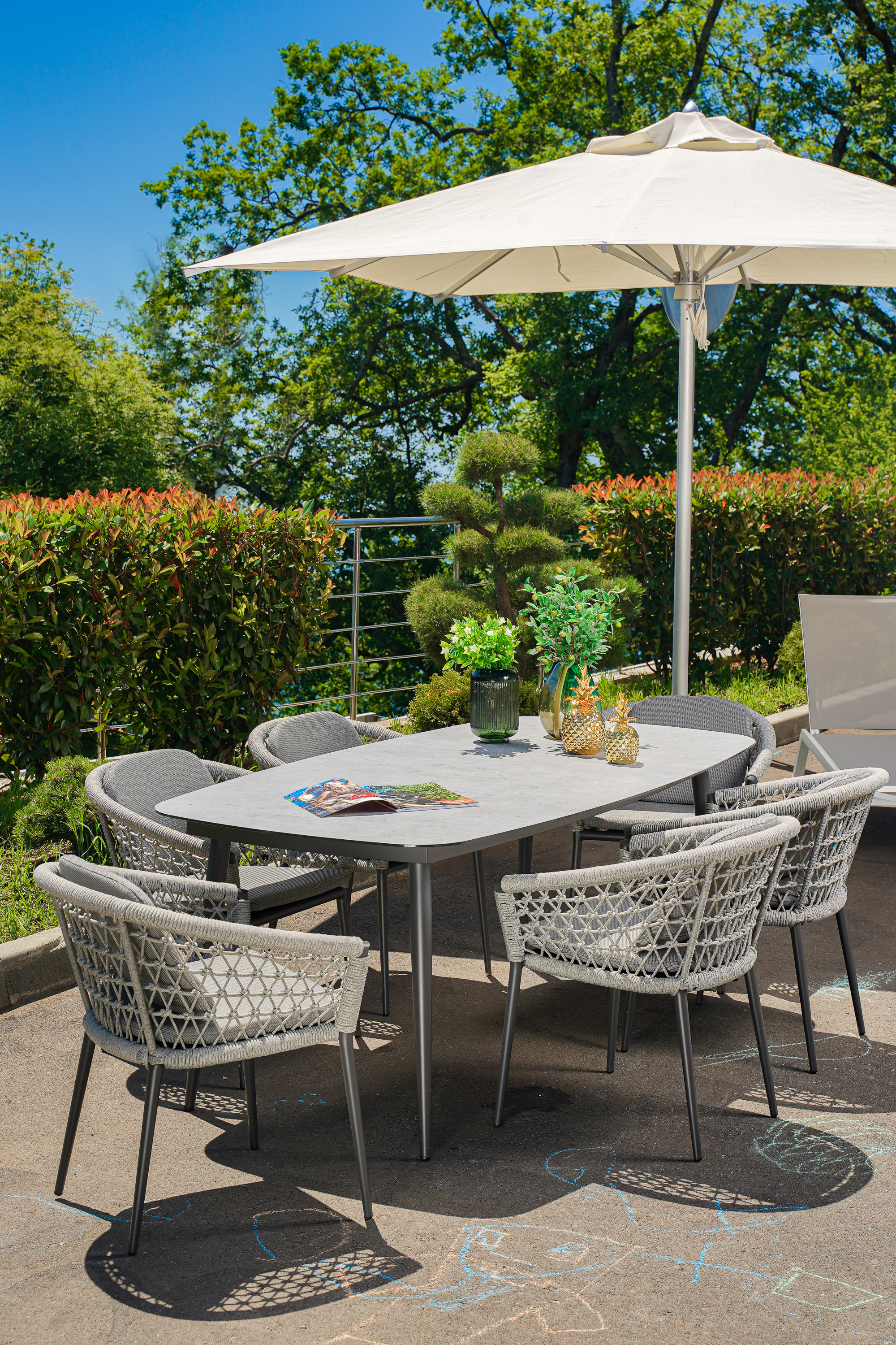 Кресло уличное «Муза» темно-серое с оплеткой 3