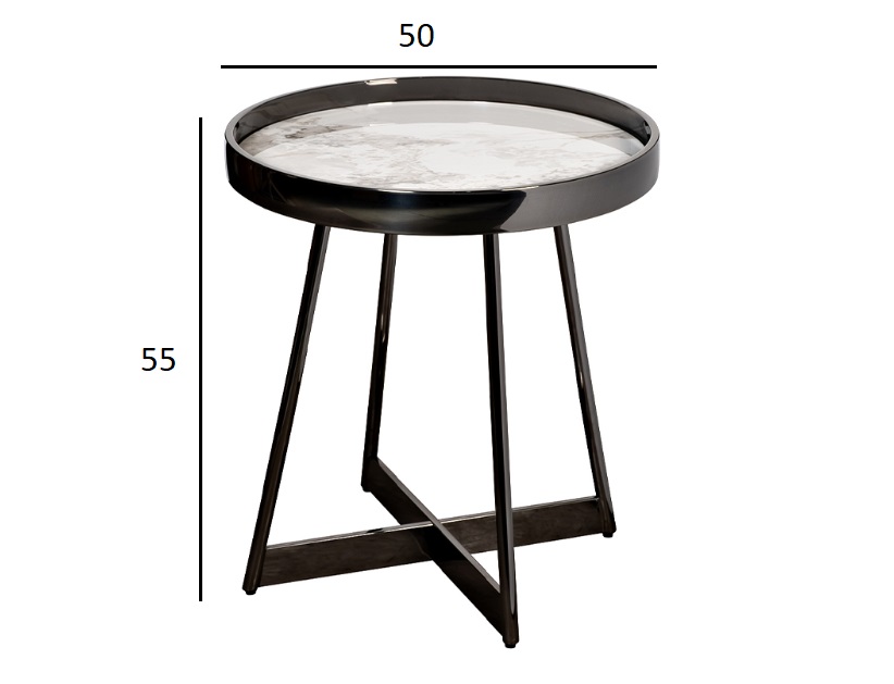 Столик журнальный белый керамогранит/черный хром 6