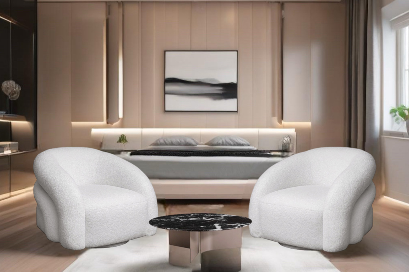 Кресло вращающееся Монблан(Monblan) букле белое 10