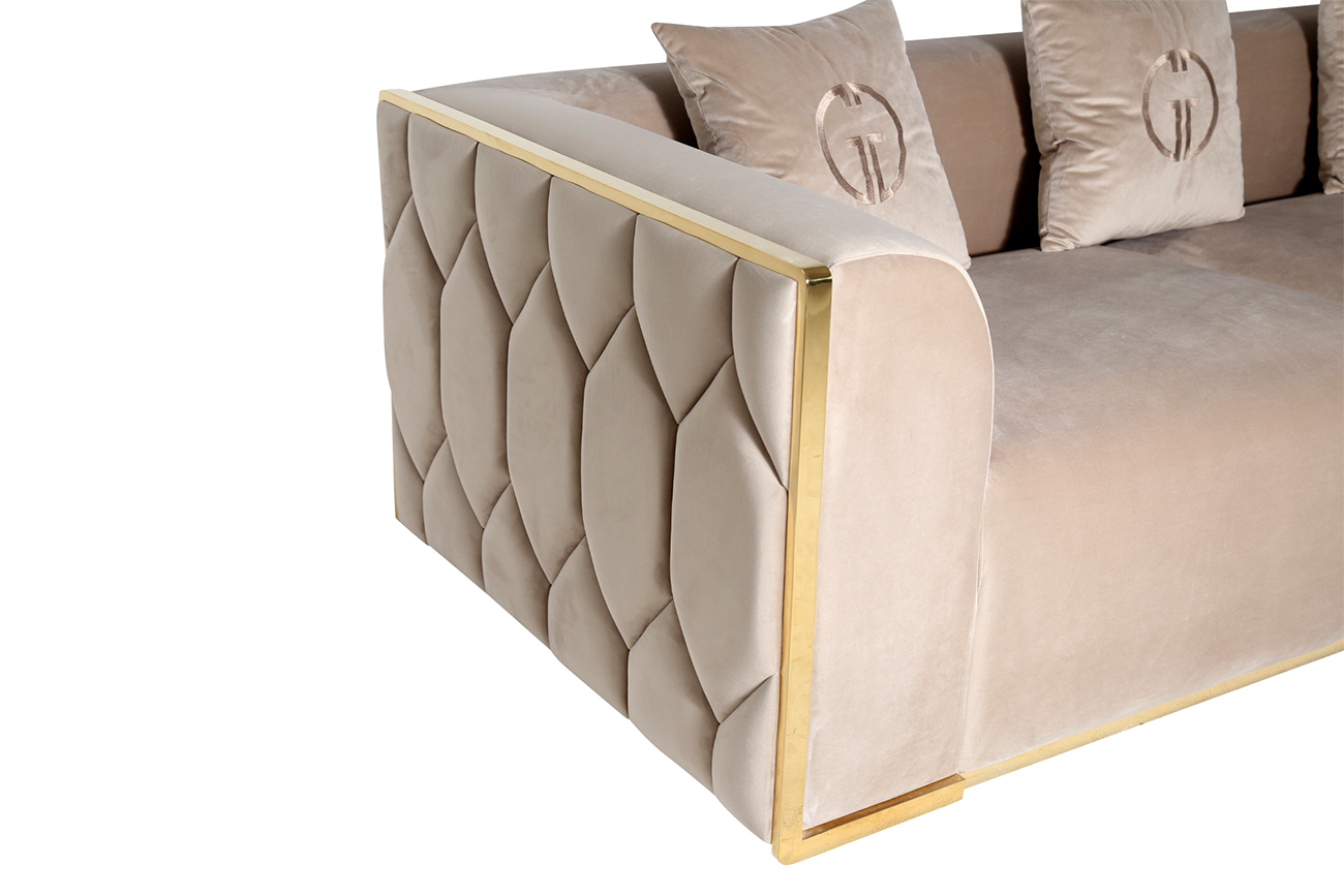 Диван Bern трехместный велюровый бежевый 3