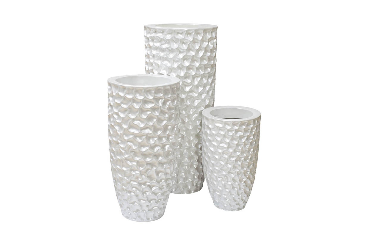 Кашпо жемчужно-белое 2