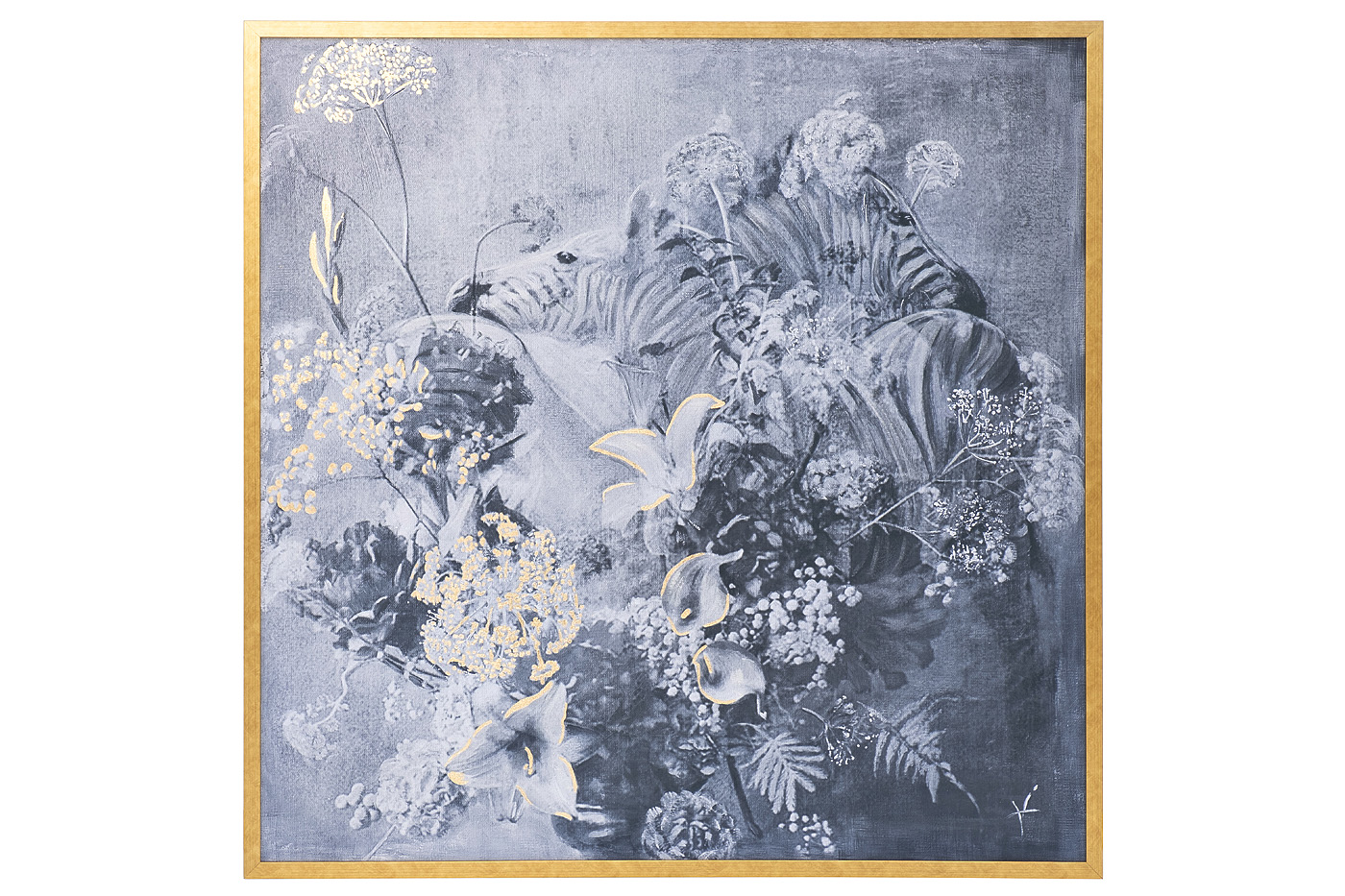 Холст «Африка лошадь» в золотом багете 1