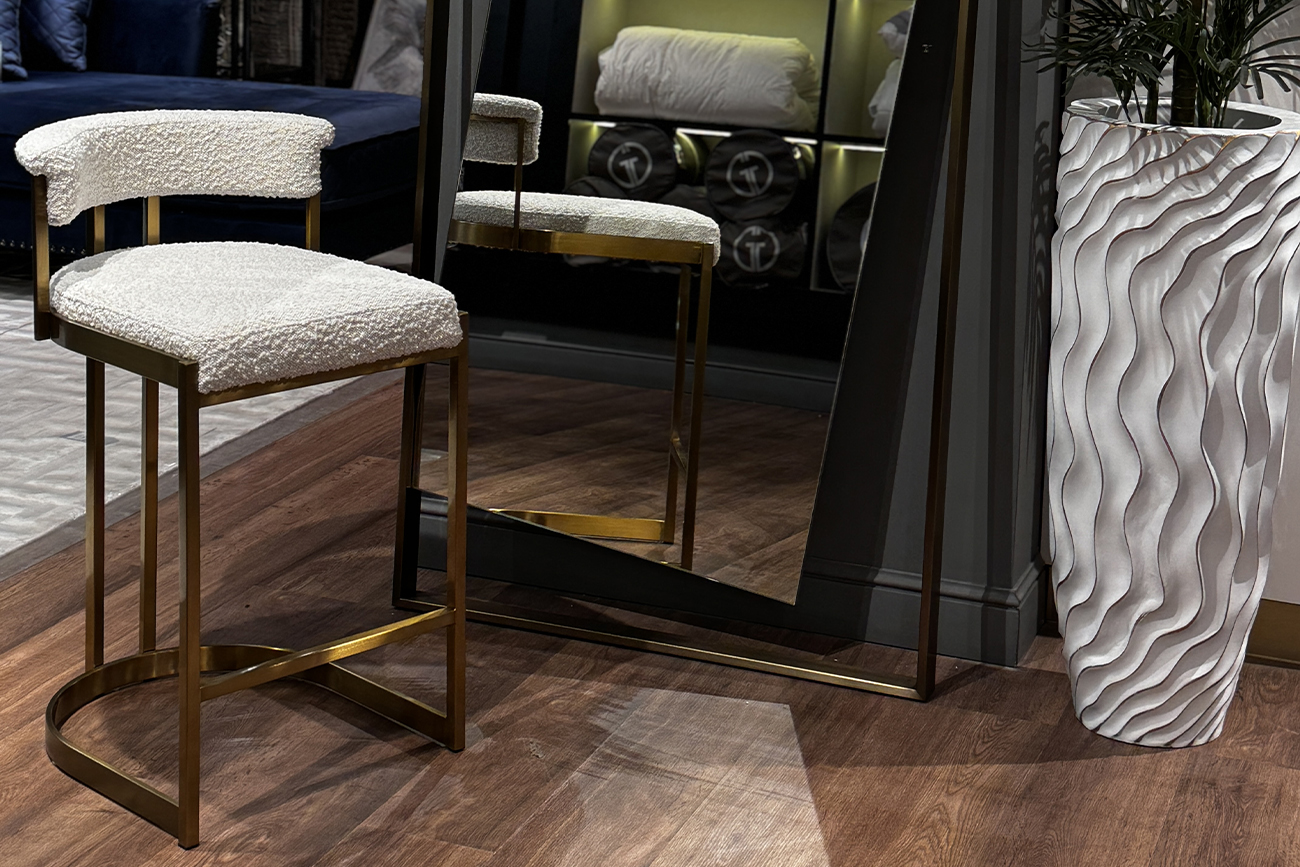 Стул барный букле бежевый/матовое золото 5