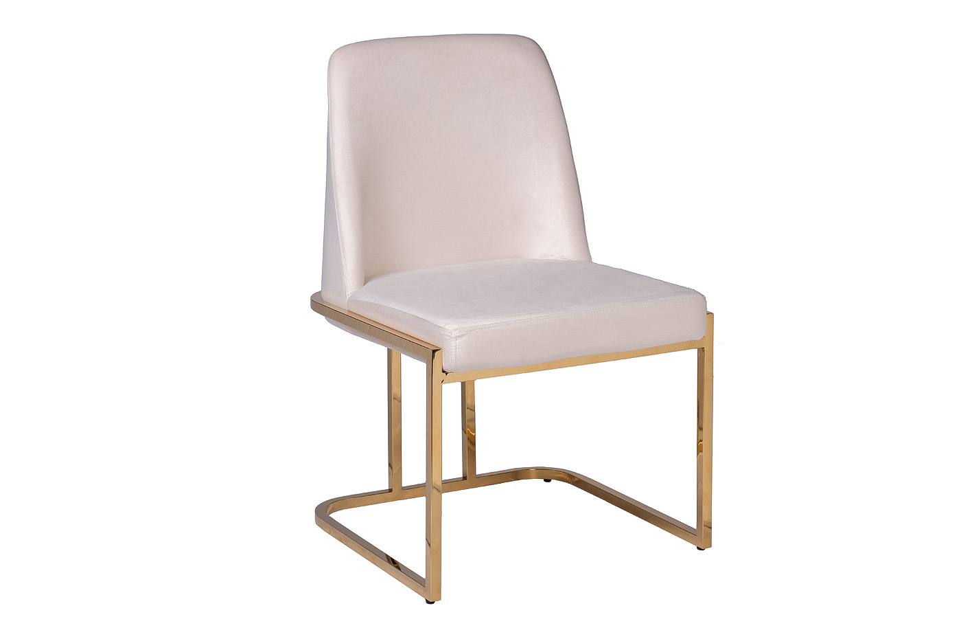 Стул обеденный велюровый кремовый/золото 2
