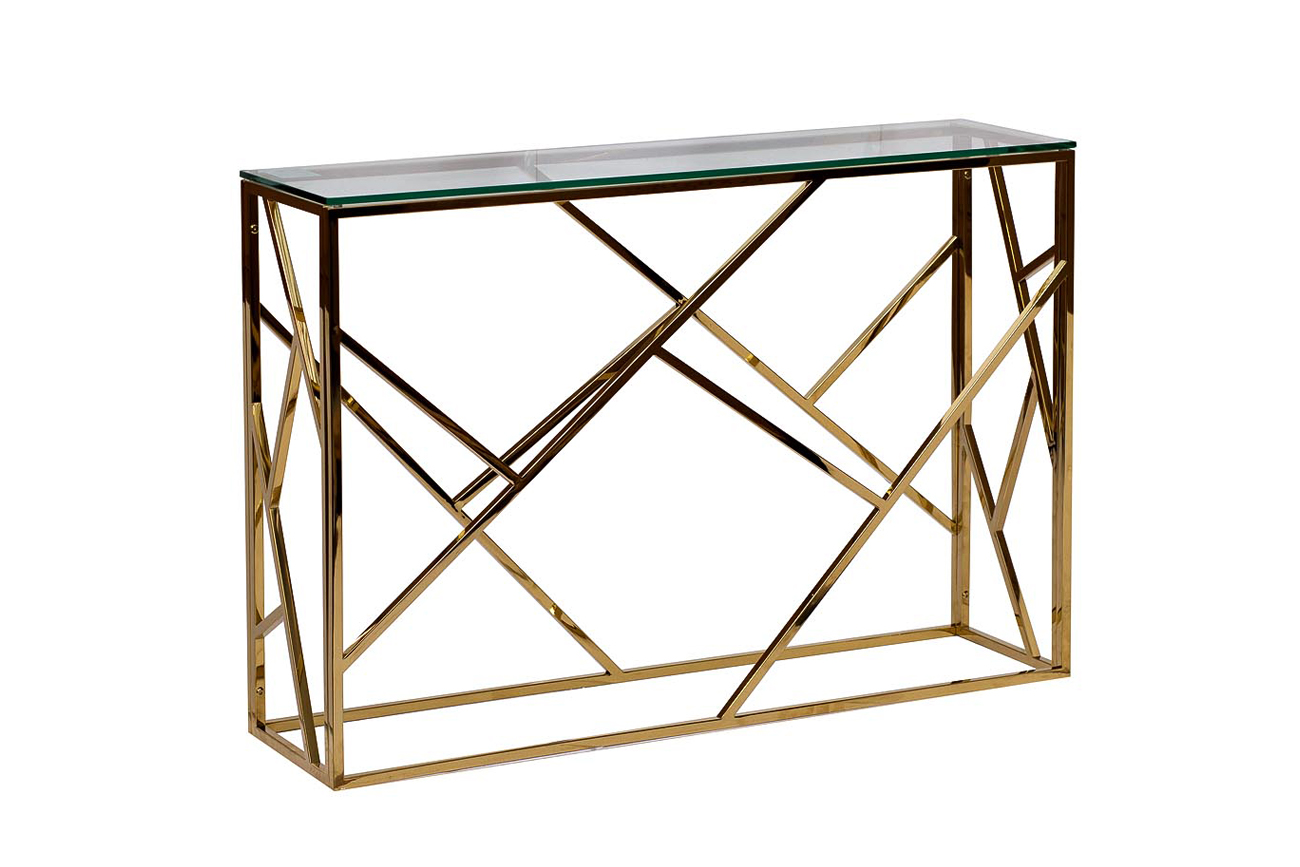 Консоль прозрачное стекло/золото 2