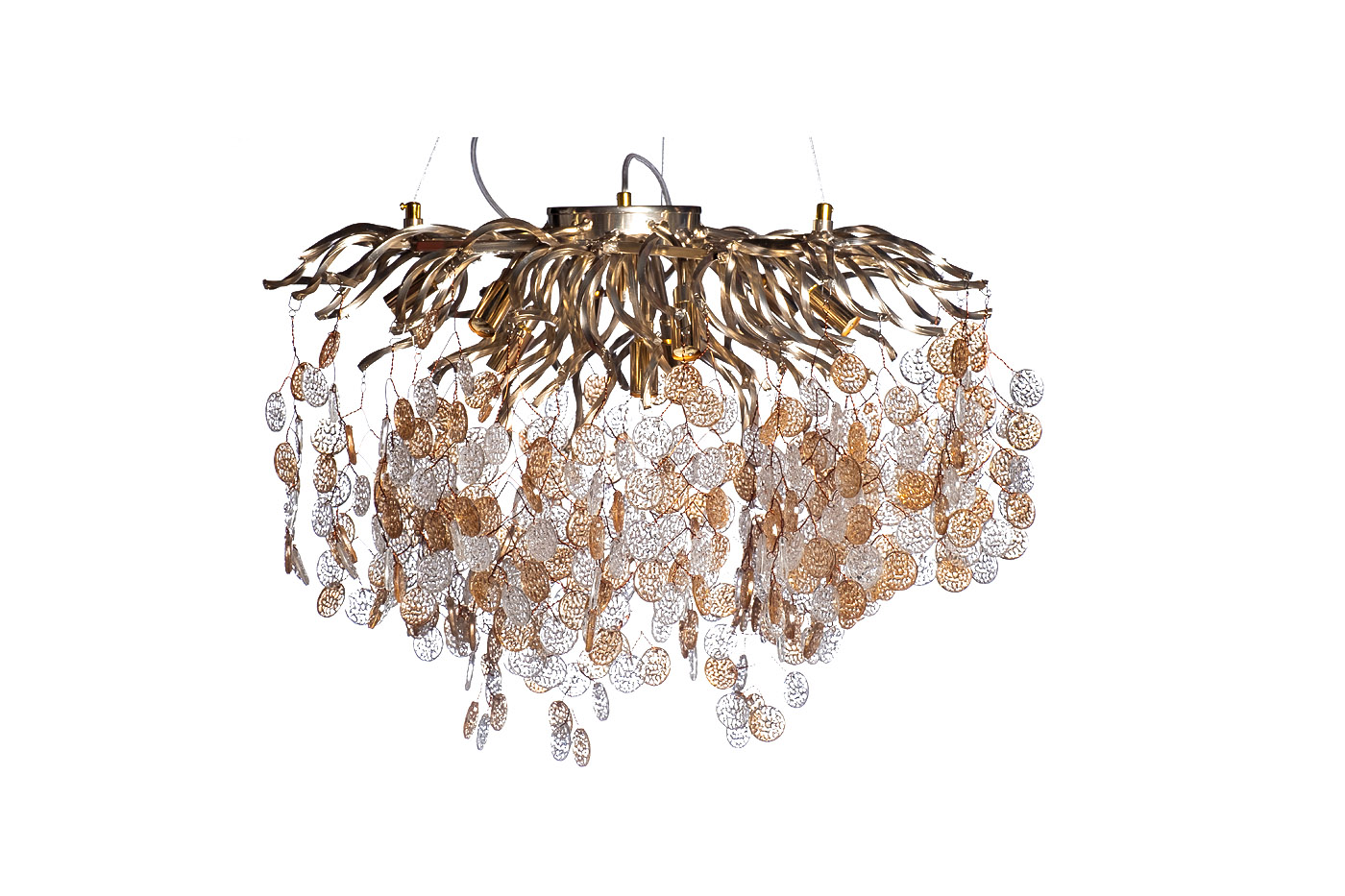 Люстра подвесная «Монетки» стекло/металл шампань 1