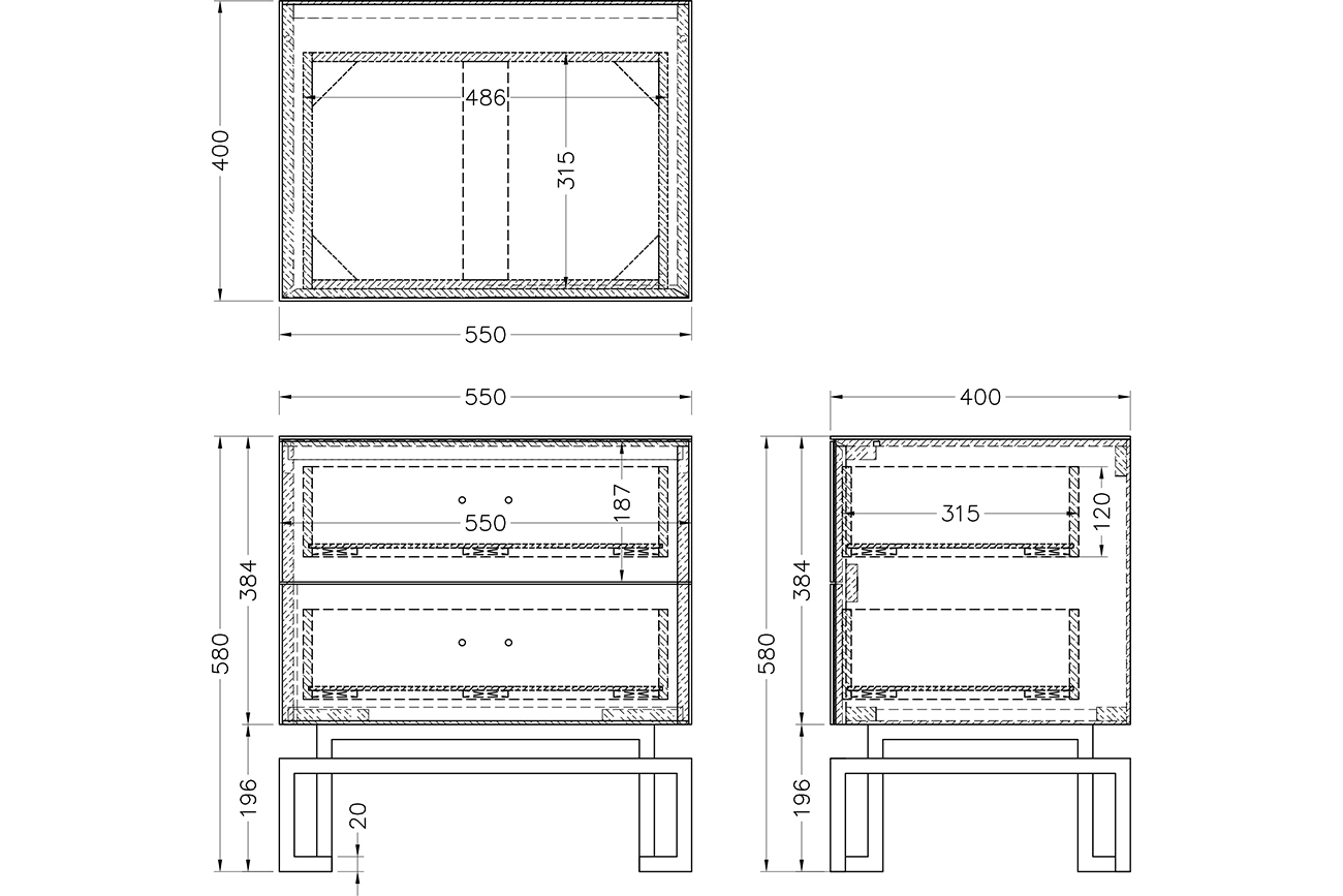 Тумбочка с ящиками белая/хром 5
