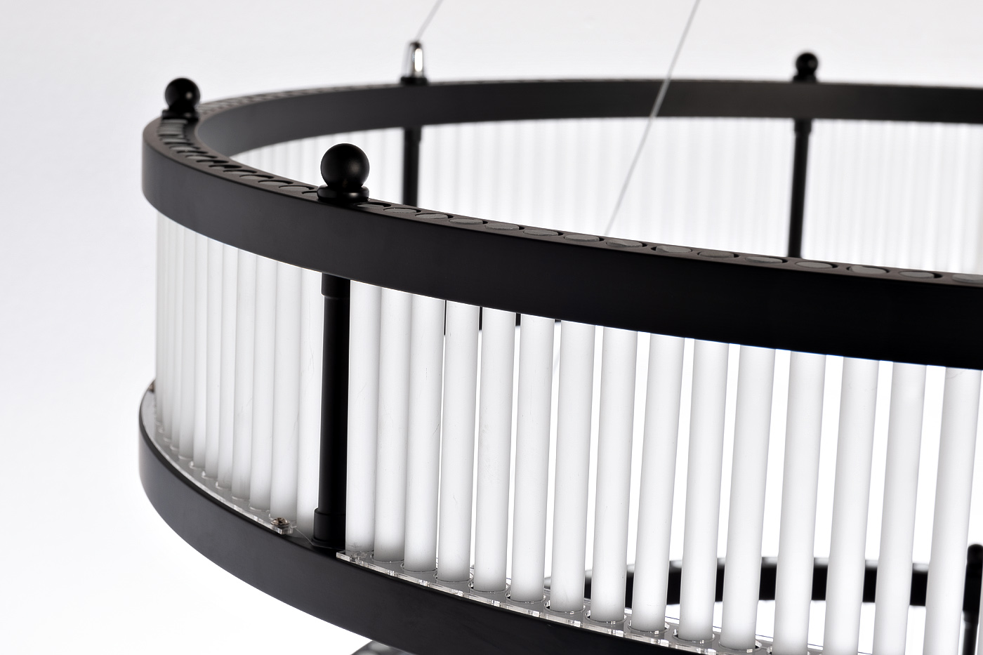 Люстра Анкона двойная (Ancona Double) круглая стекло прозрачное/черный металл 2