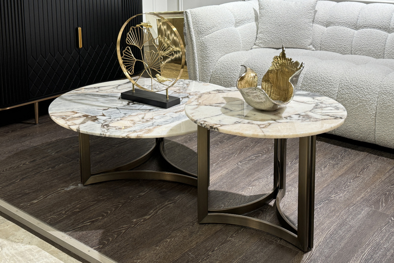 Столик журнальный круглый мраморный 8