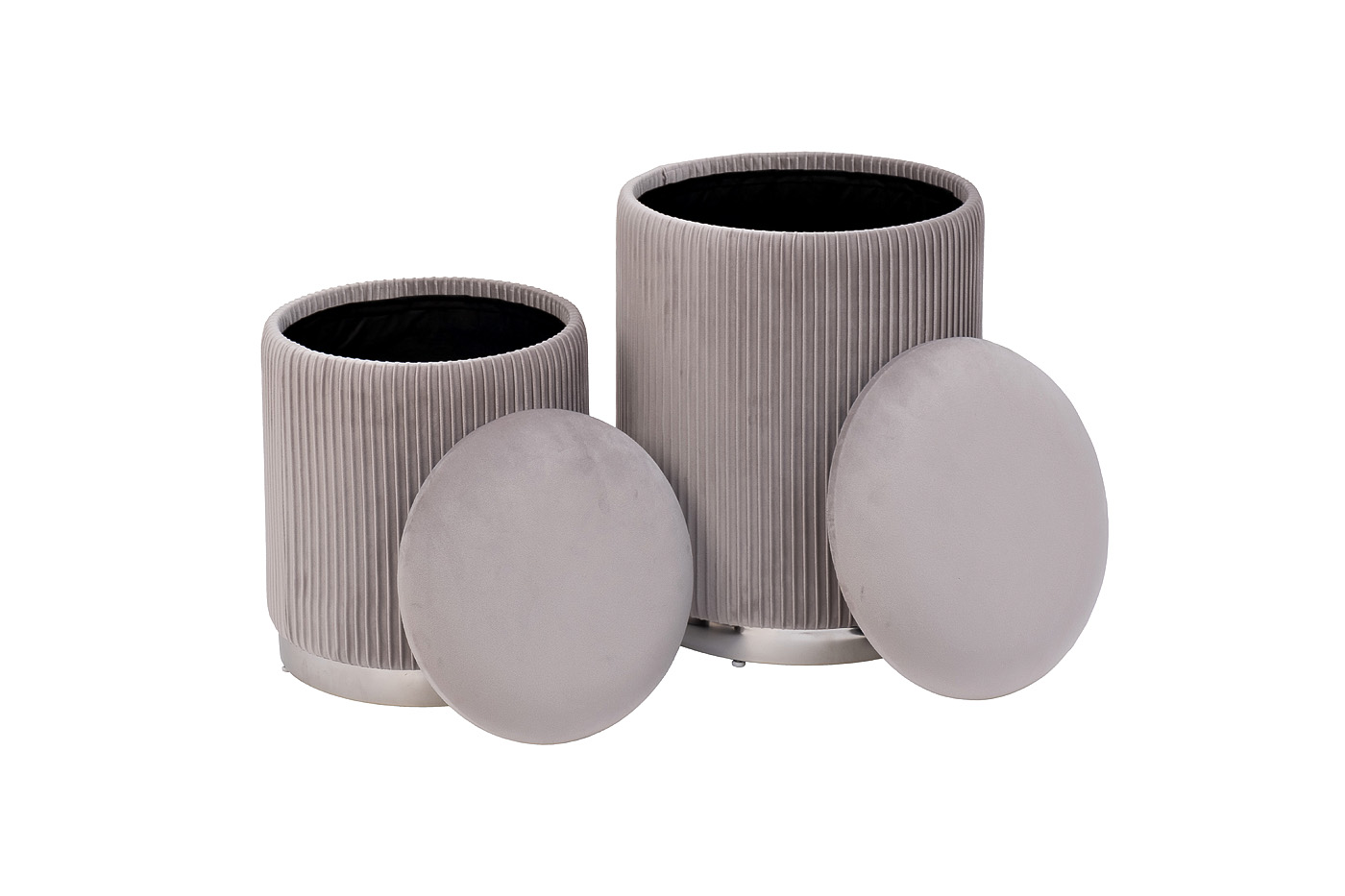 Набор из 2х пуфов серый/хром 2