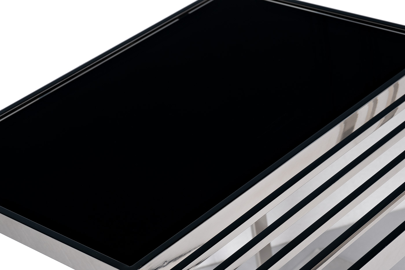 Столик журнальный черное стекло/серебро 3