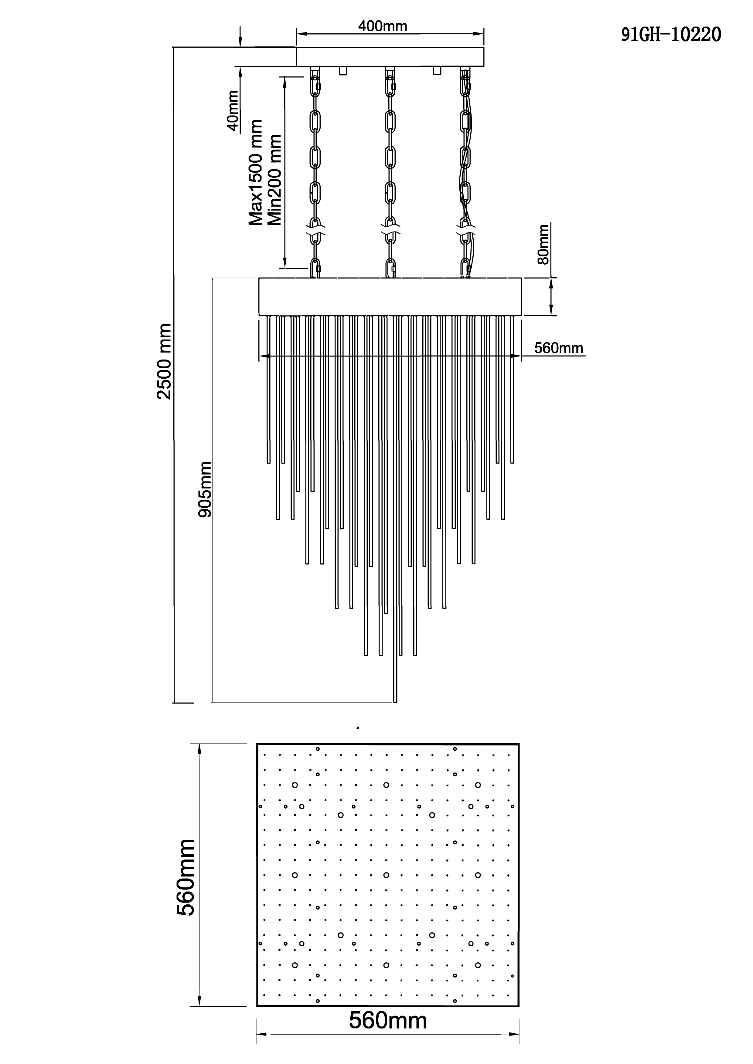 Люстра потолочная из стекла (золото) 3