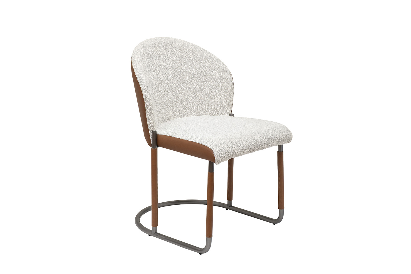 Стул обеденный букле кремовый/экокожа терракотовая 2