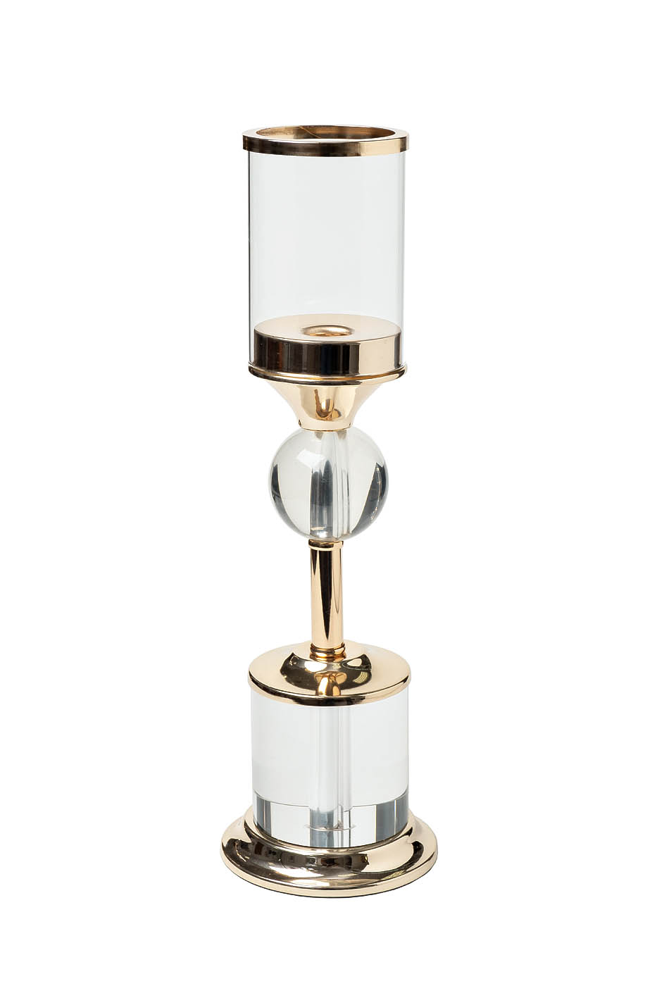 Подсвечник стеклянный на металлической ножке золотой 1