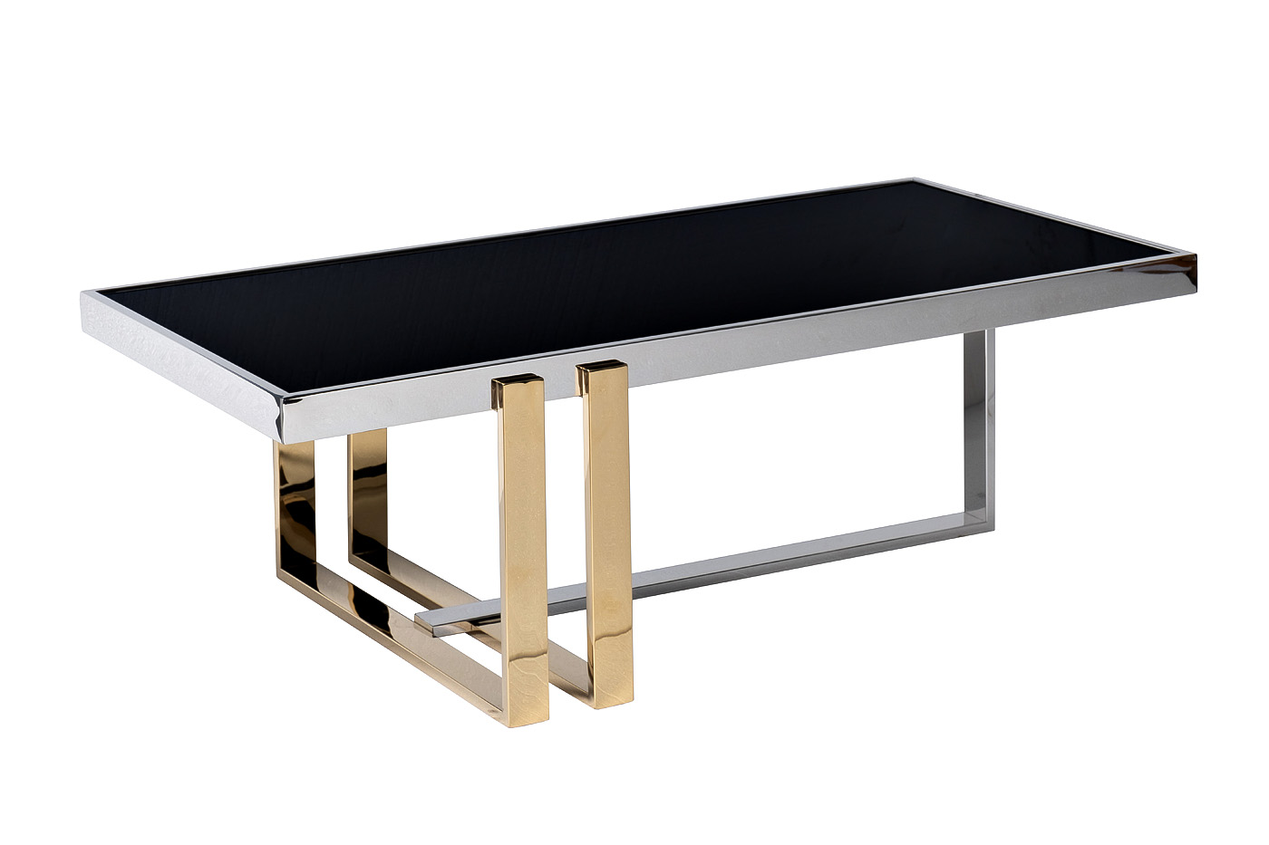 Стол журнальный черное стекло/хром/золото 2