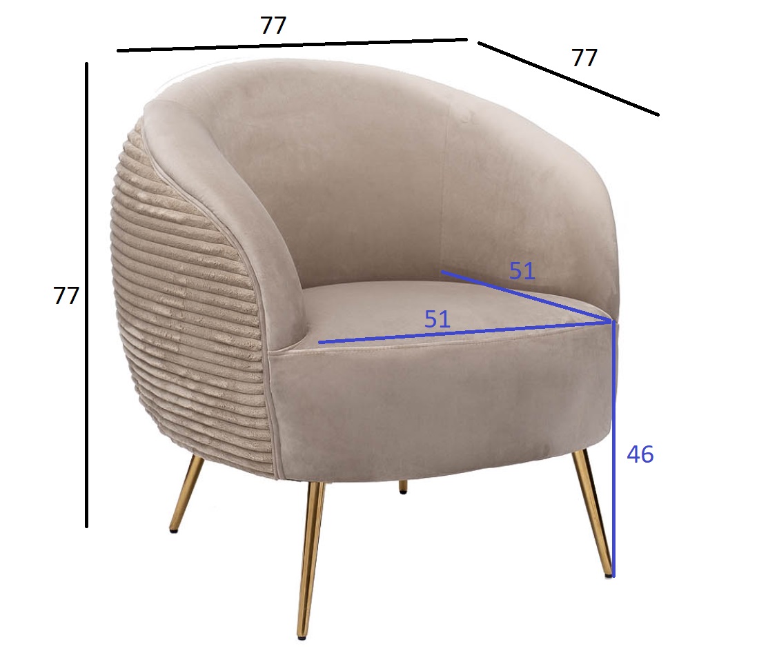 Кресло велюровое бежевое 7