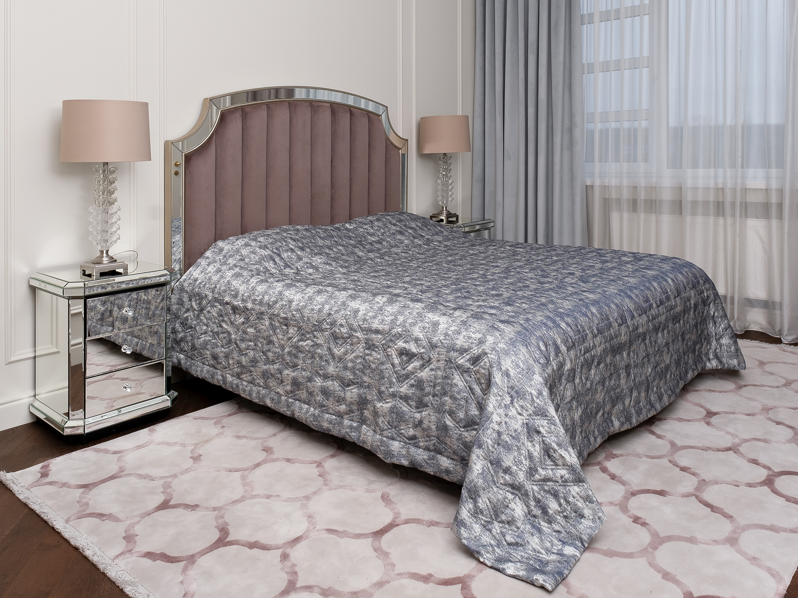 Покрывало HOUSTON 260х260см серое со стежкой 1