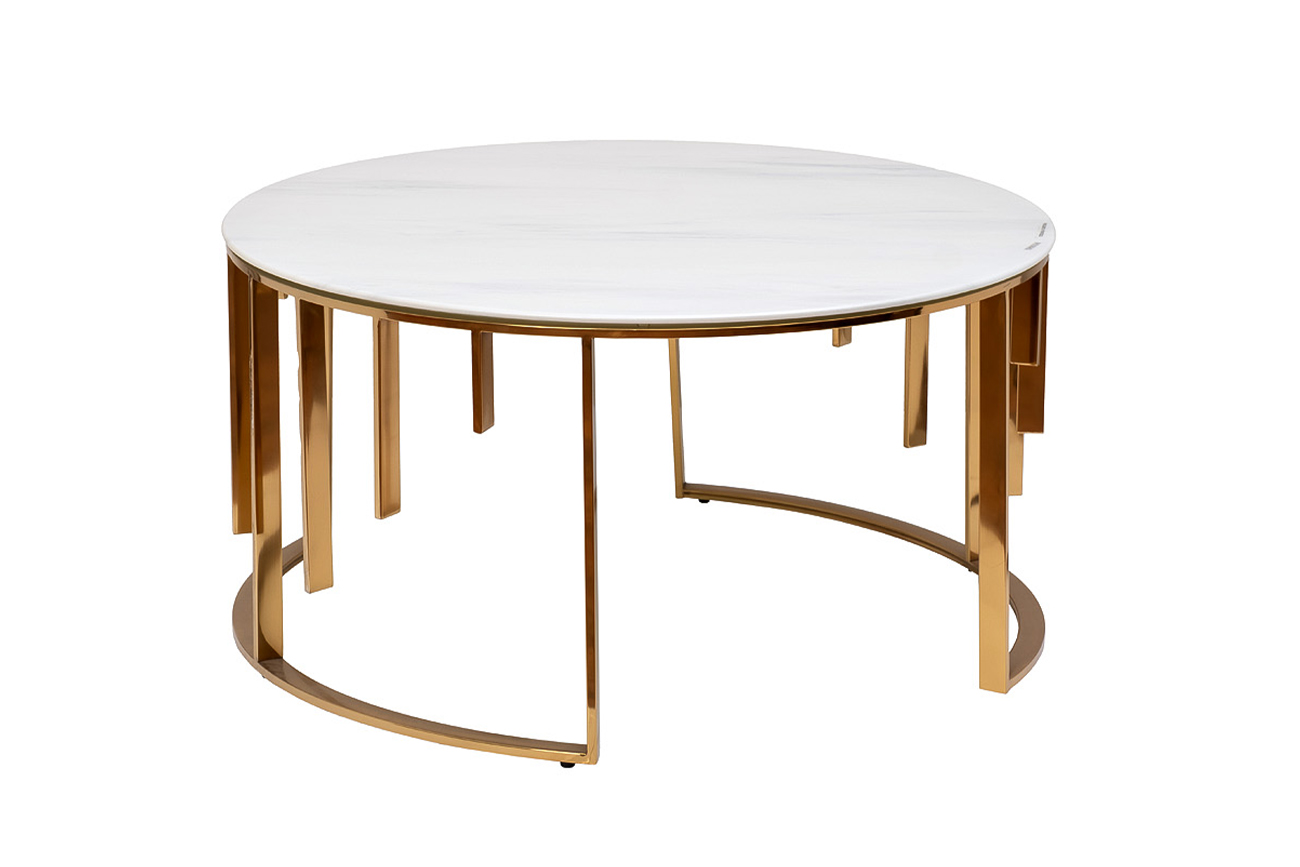 Стол журнальный круглый стекло/золото 1