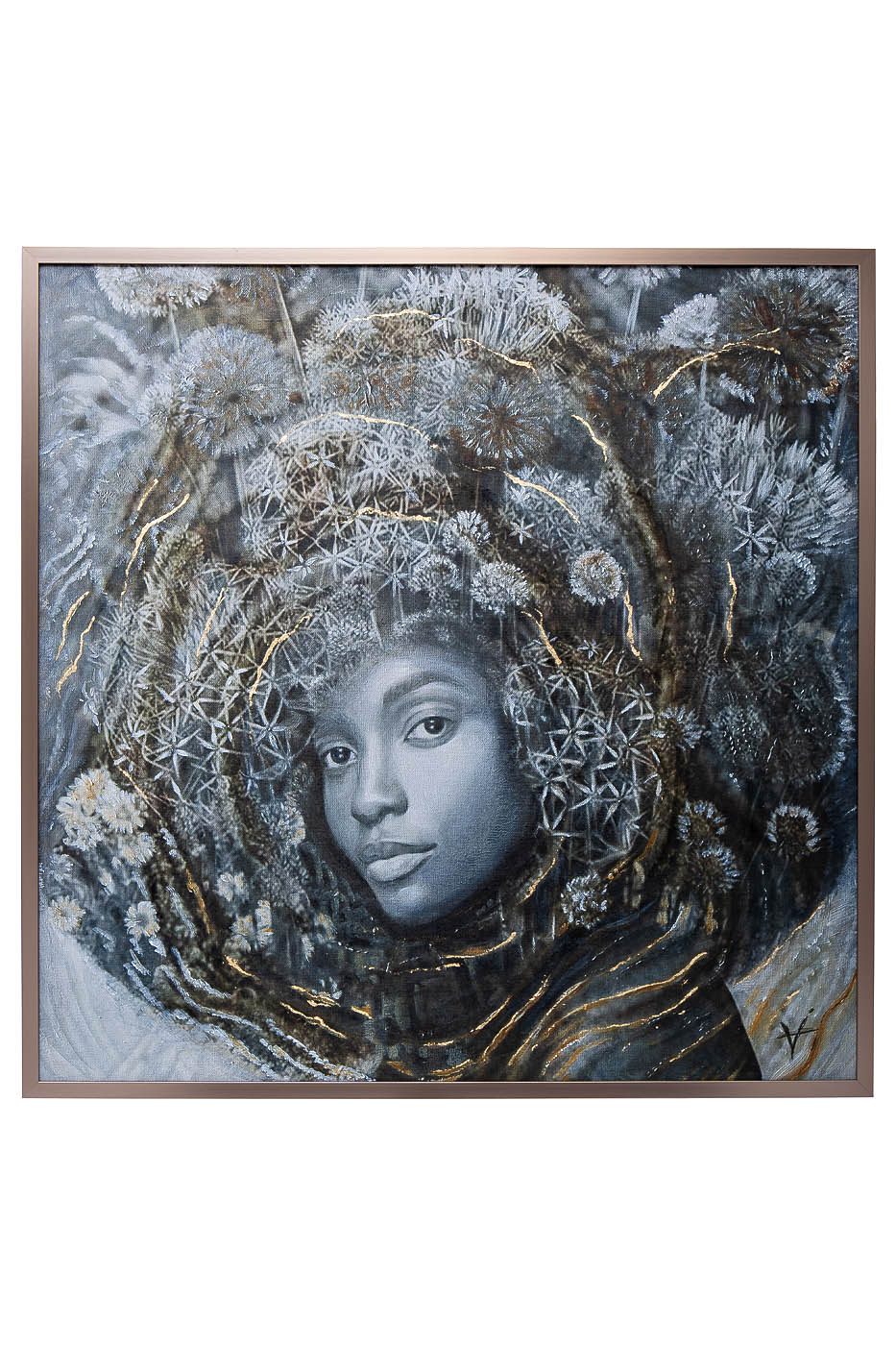 Холст «Нежность» в багете латунь 1