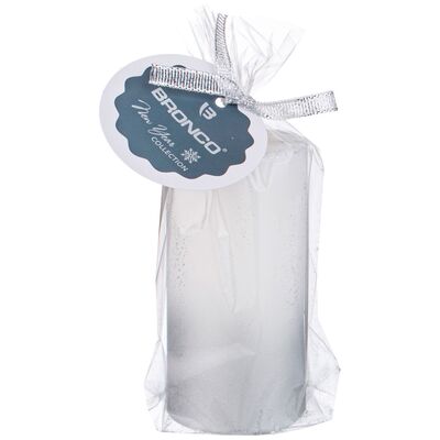 Свеча декоративная белая с серебром 2