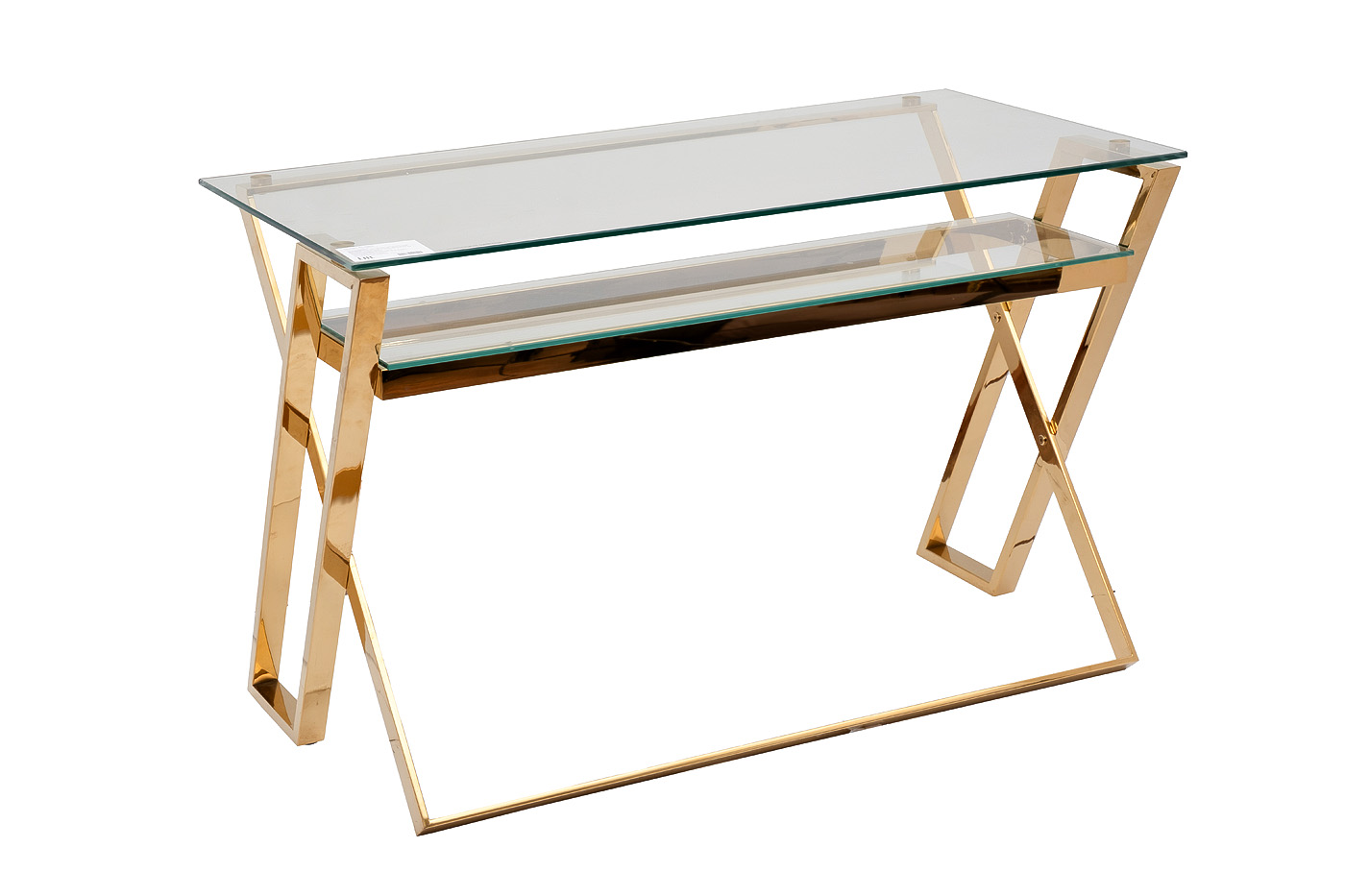 Стол письменный прозрачное стекло/золото 2