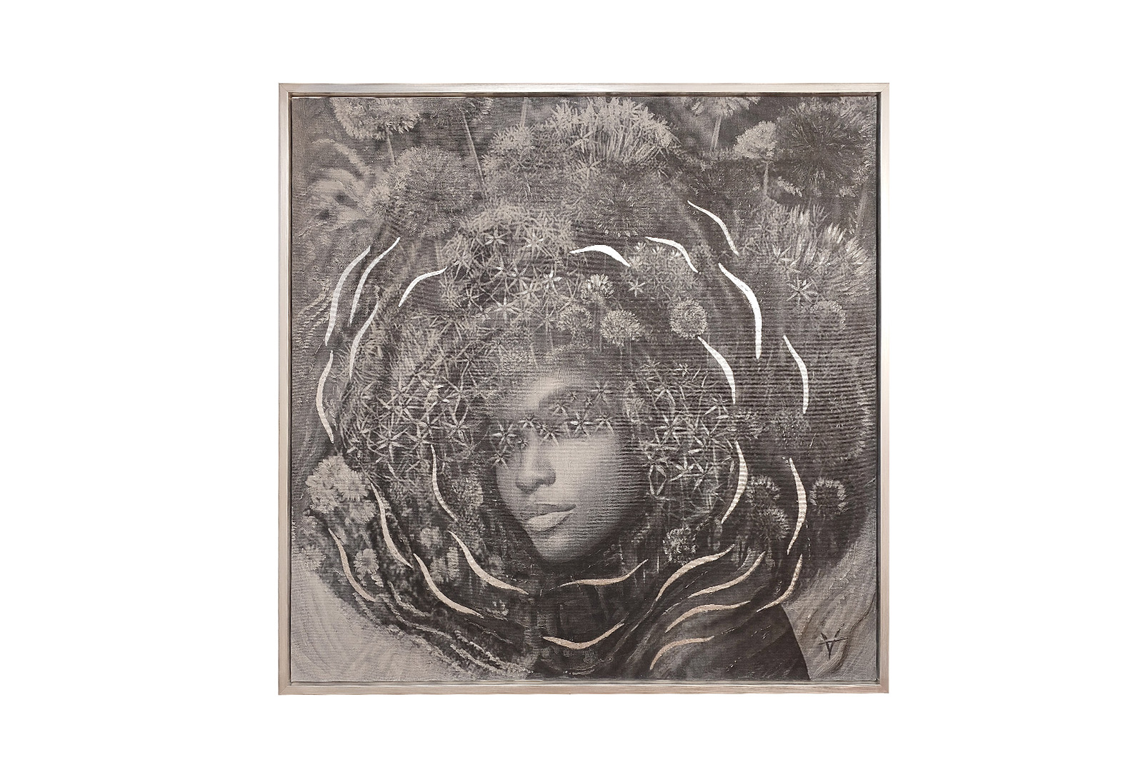 Холст «Нежность-1» в багете серебро 1