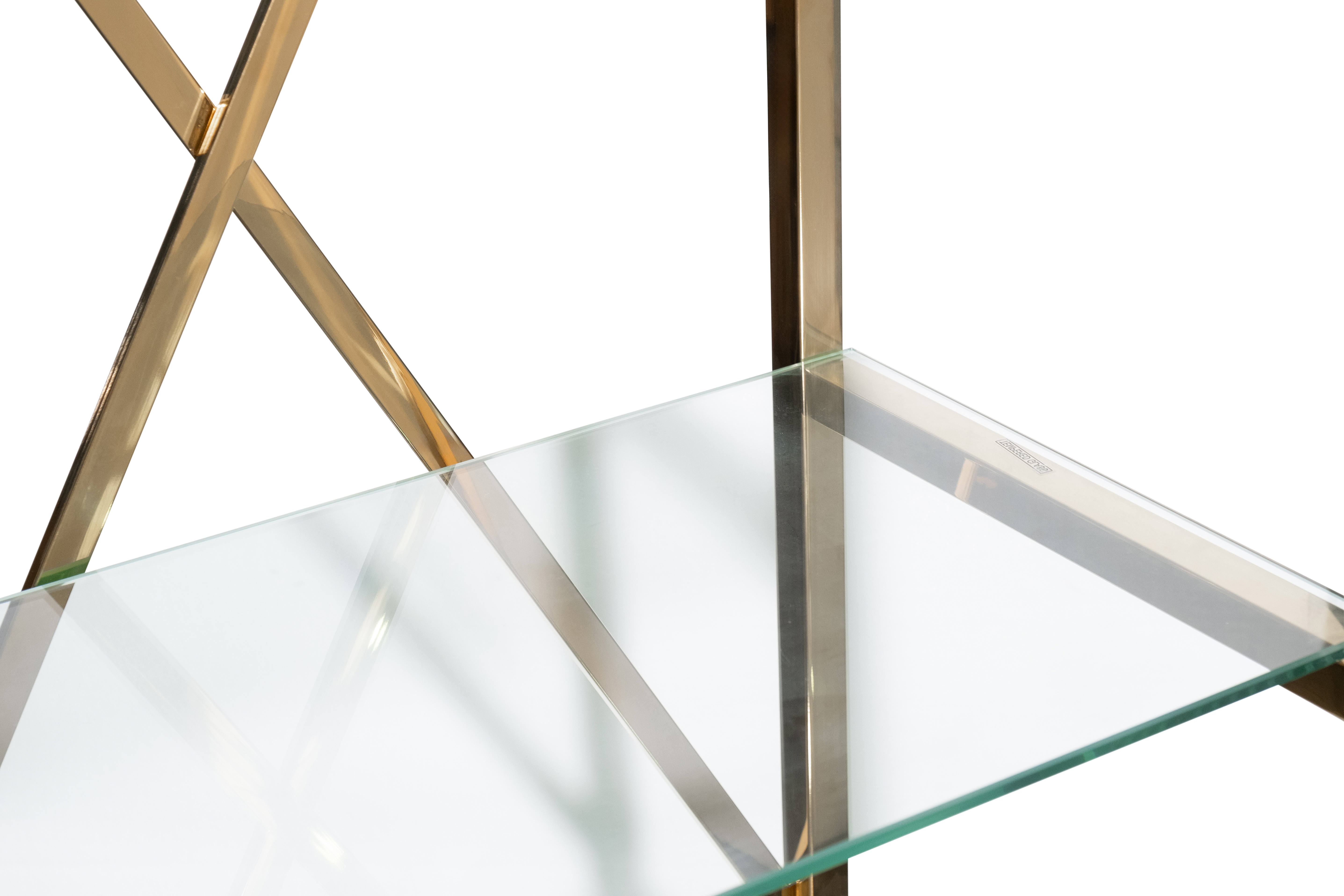 Стеллаж прозрачное стекло/золото 3