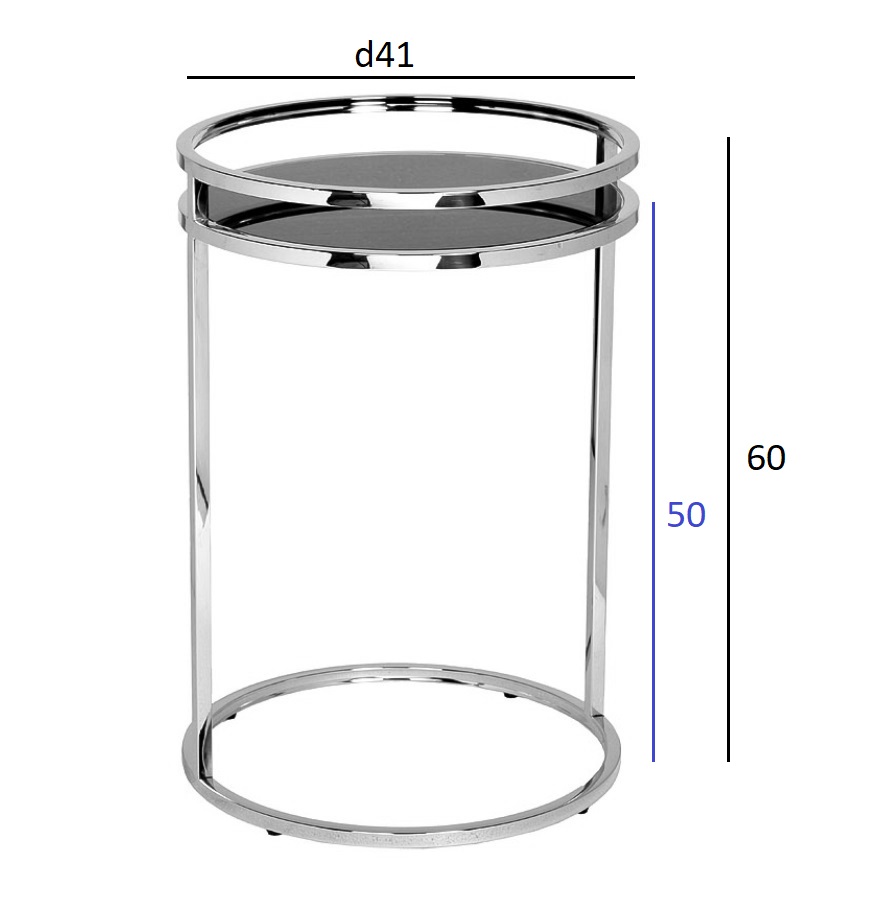 Столик журнальный черное стекло/хром 3