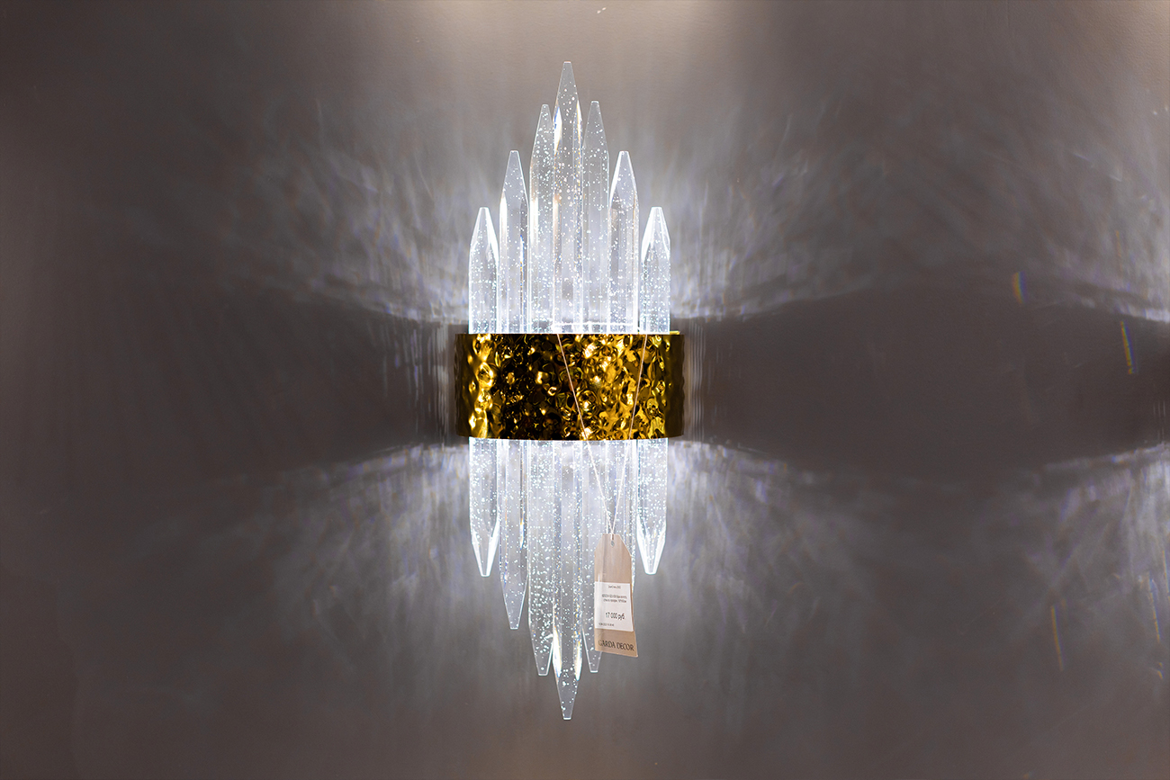 Бра стекло прозрачное/золото 3