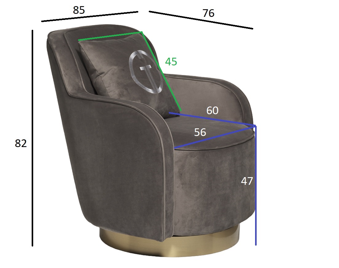 Кресло вращающееся велюровое серое 8
