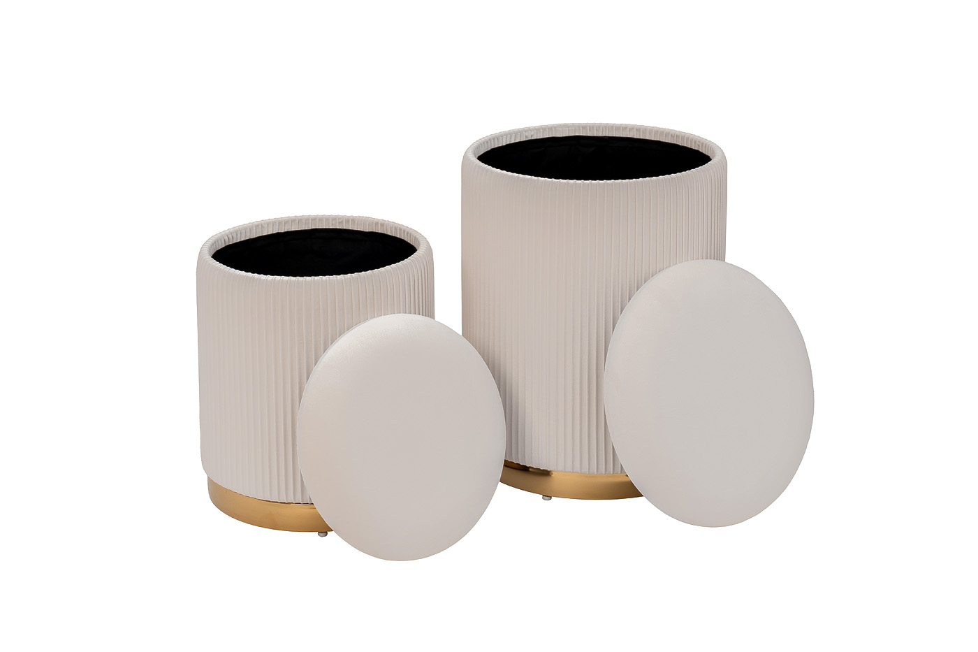 Набор из 2х пуфов светло-бежевый/золото 2