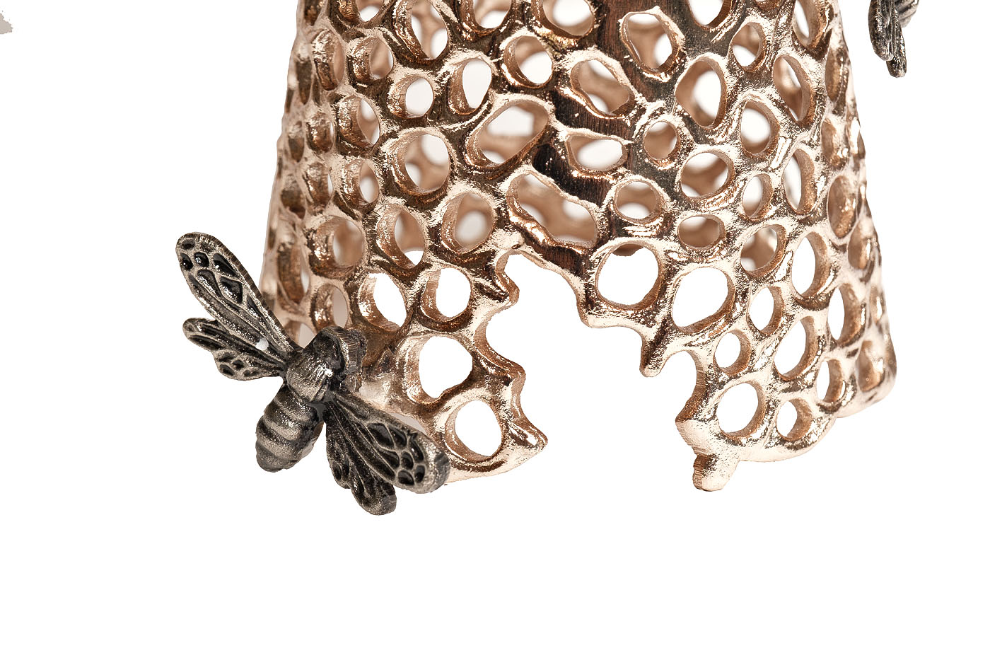 Блюдо декоративное «Соты» черное стекло/золото 2