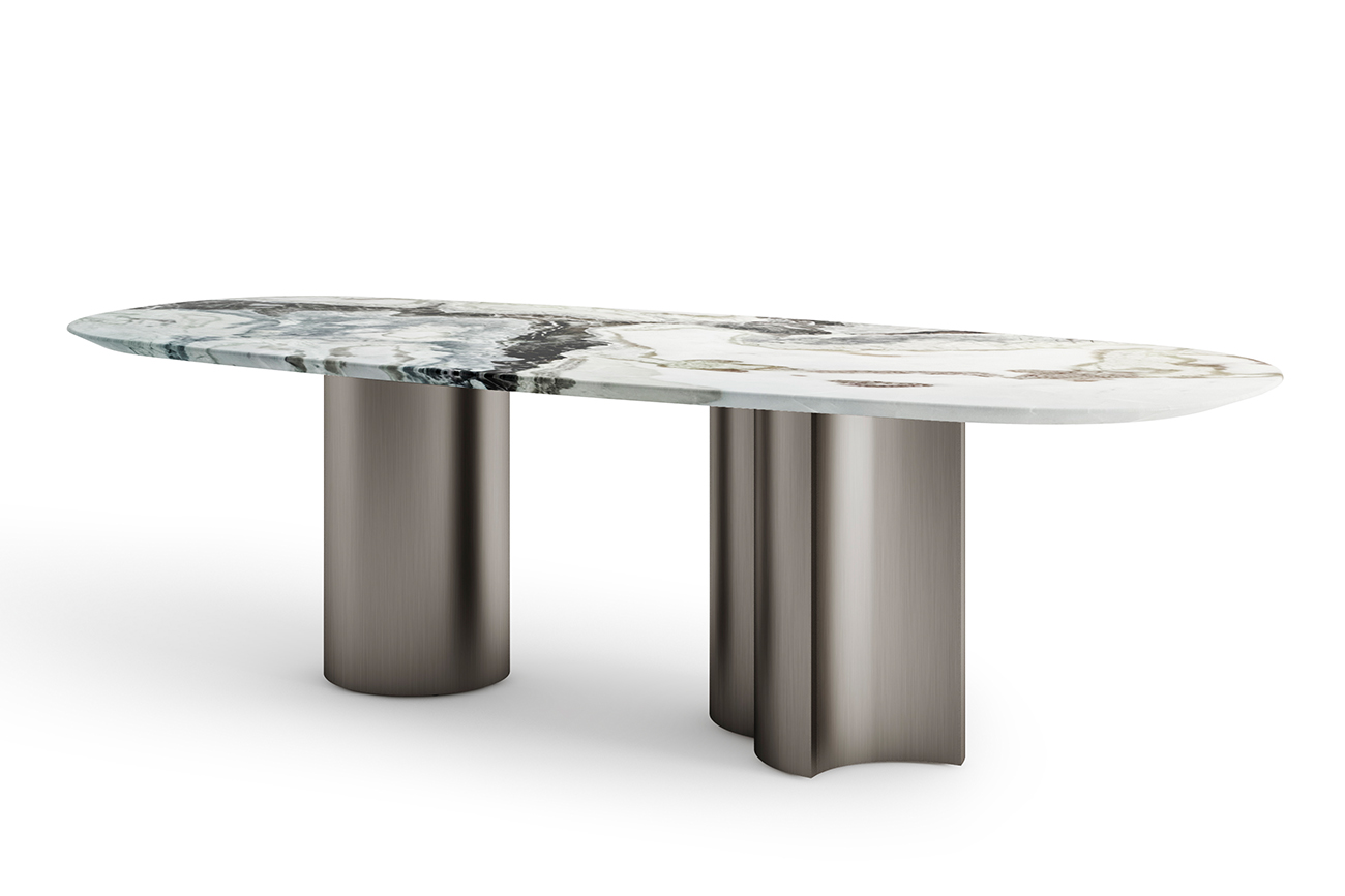 Стол обеденный мраморный с колоннами 2