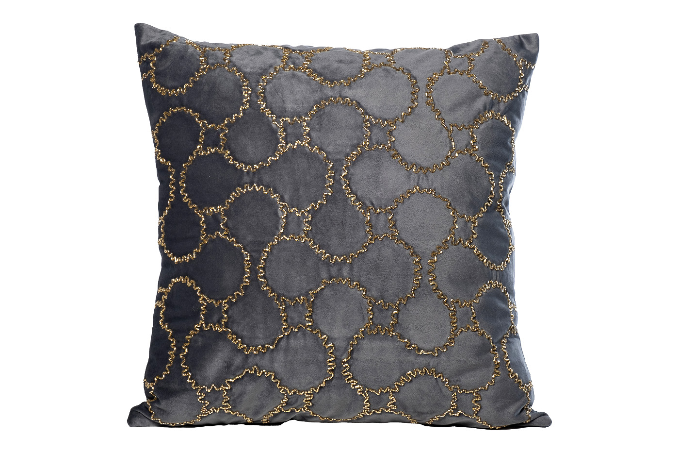 Подушка декоративная с бисером «Восьмерки» синяя 1