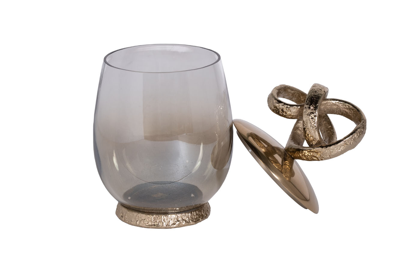 Ваза декоративная с крышкой «Лиана» металл/стекло 2