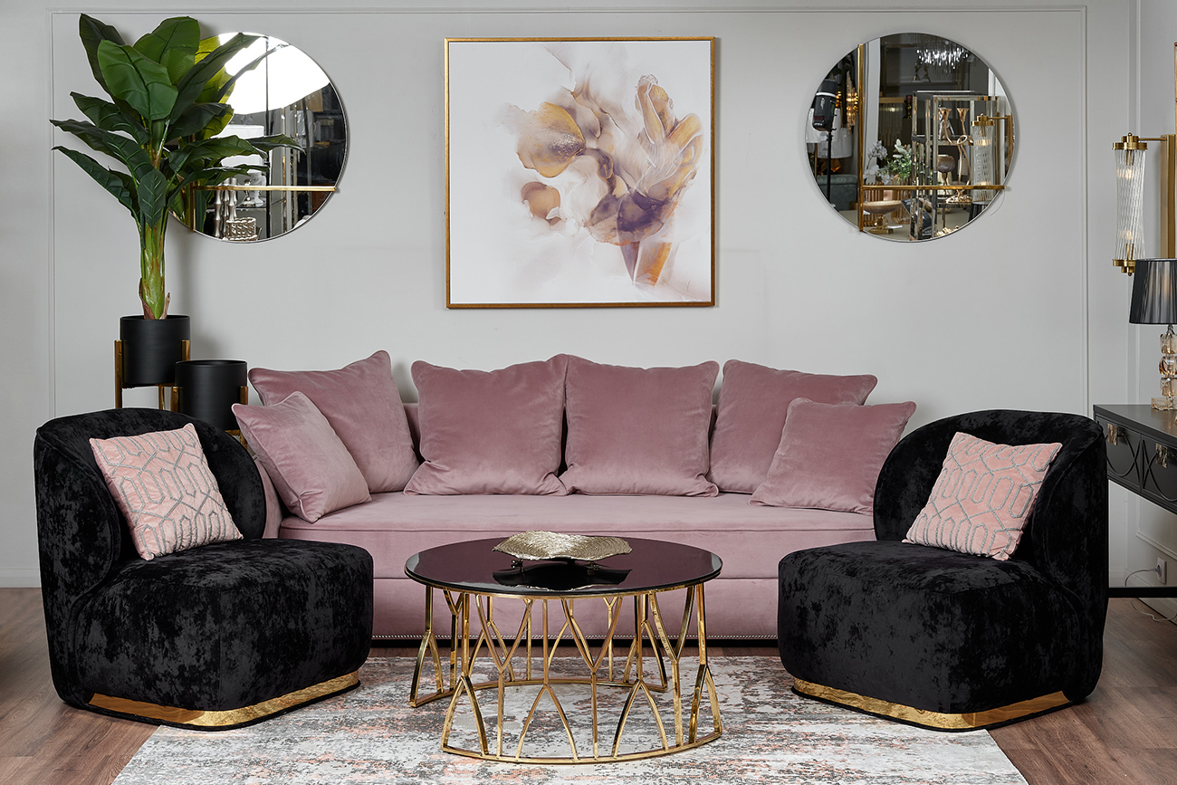 Стол журнальный с черным стеклом (золото) 4