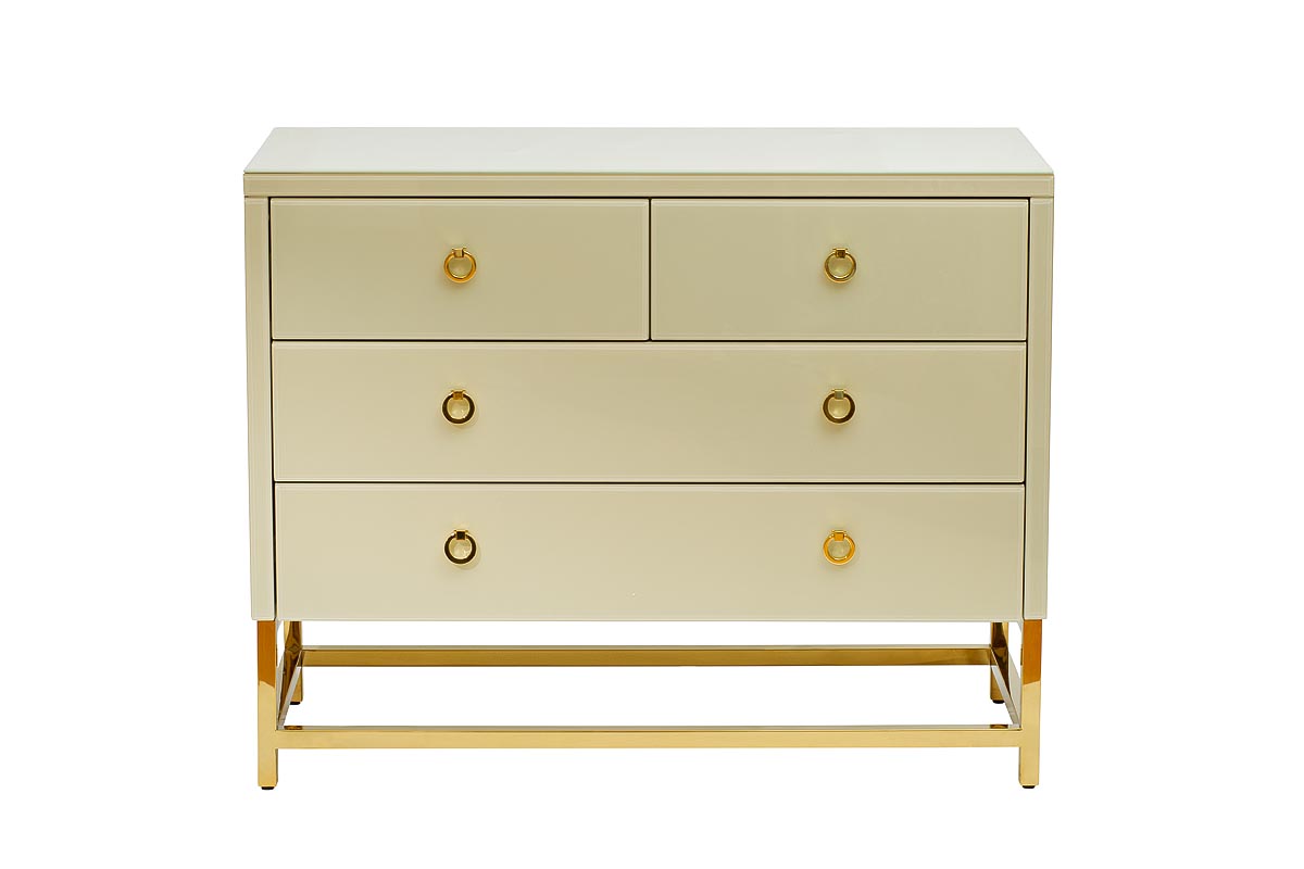 Комод со стеклянной столешницей бежевый 1