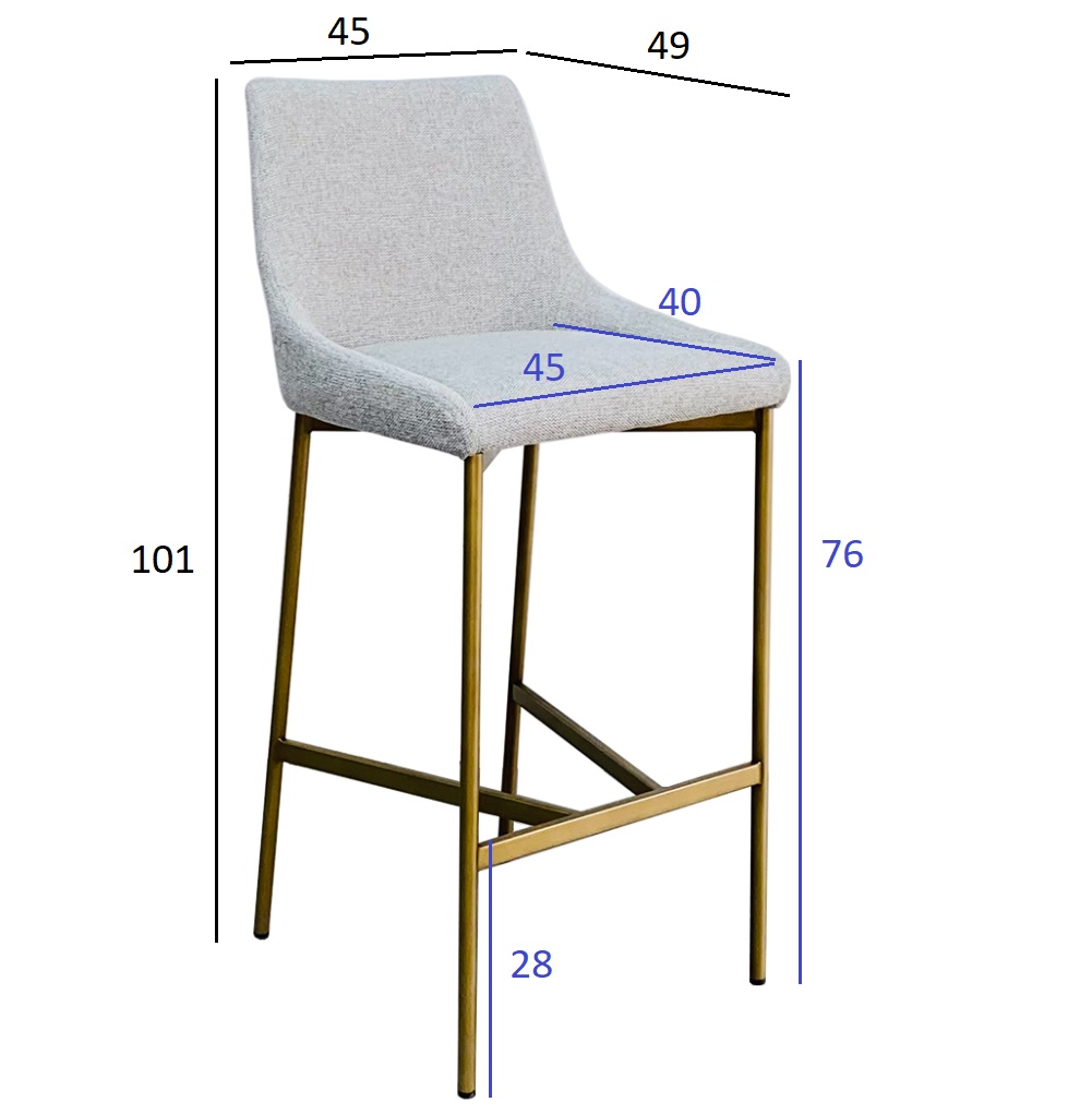 Стул барный белый/бронза 7